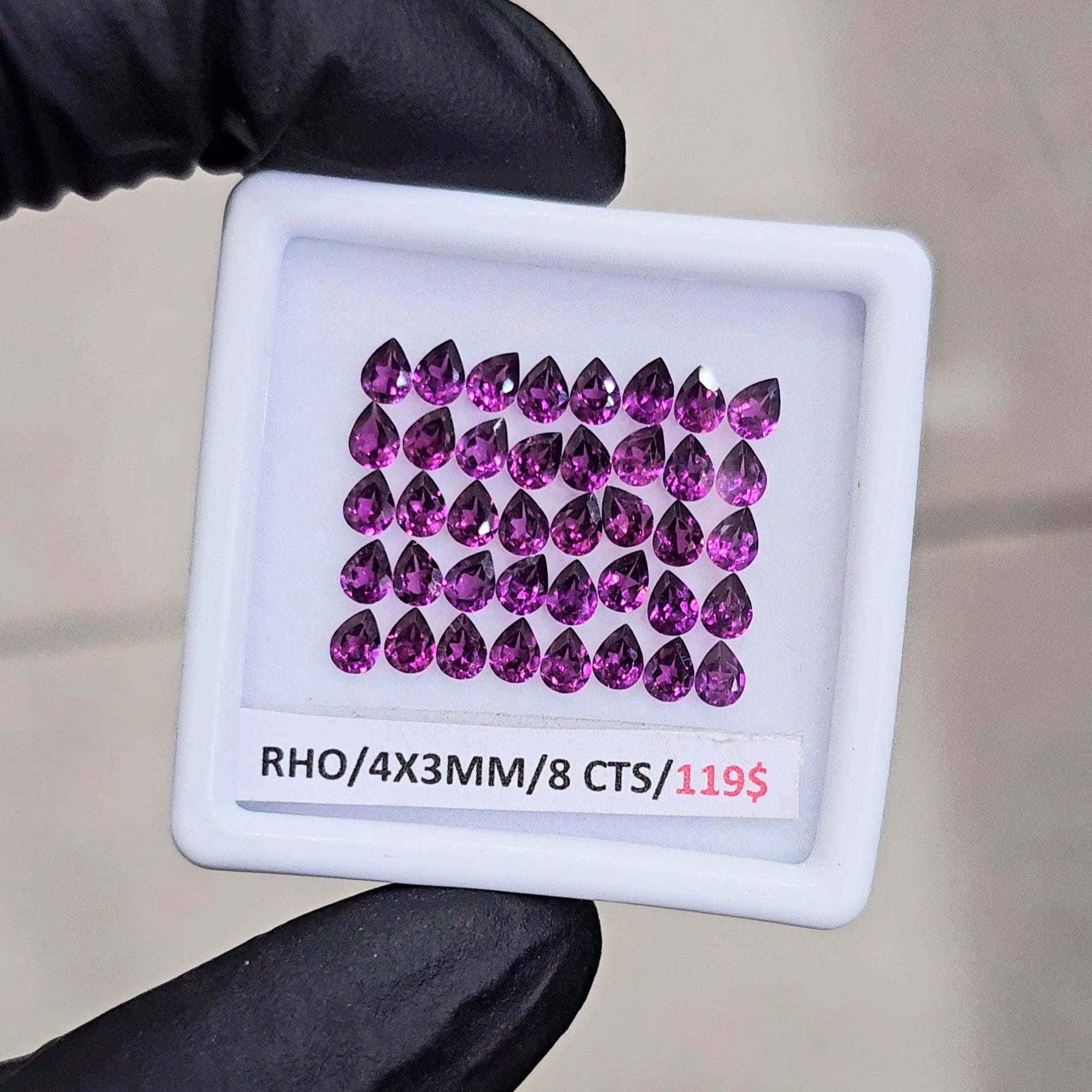 40 Pcs Of Natural Rhodolite Garnet Faceted | Shape: Pear | Size: 4x3mm - The LabradoriteKing