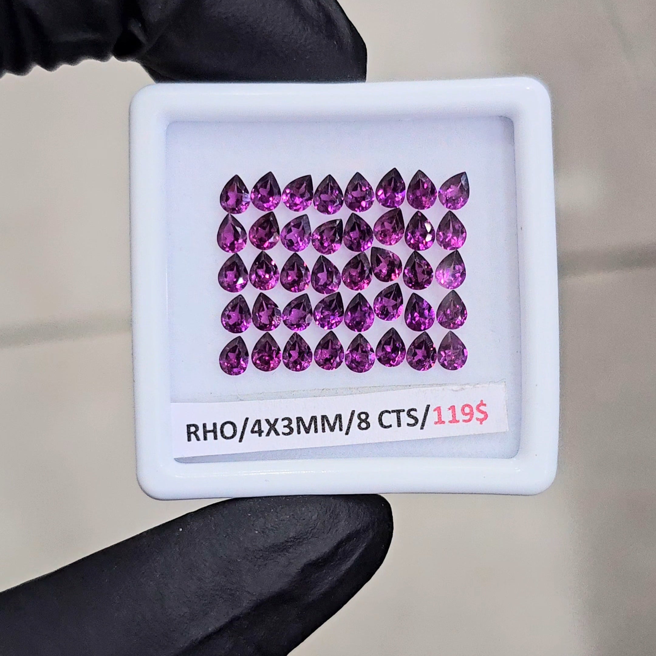 40 Pcs Of Natural Rhodolite Garnet Faceted | Shape: Pear | Size: 4x3mm - The LabradoriteKing