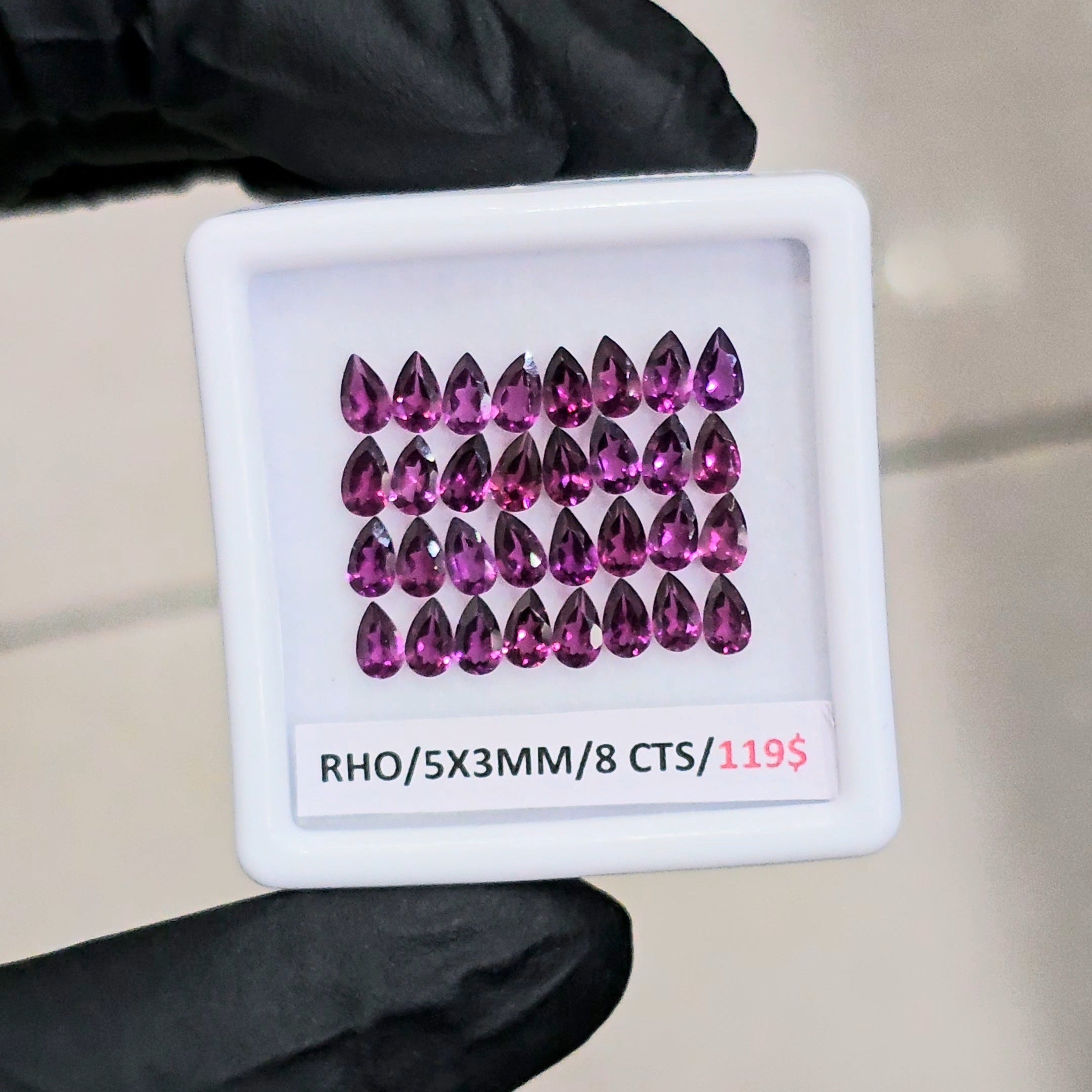 32 Pcs Of Natural Rhodolite Garnet Faceted | Shape: Pear | Size: 5x3mm - The LabradoriteKing