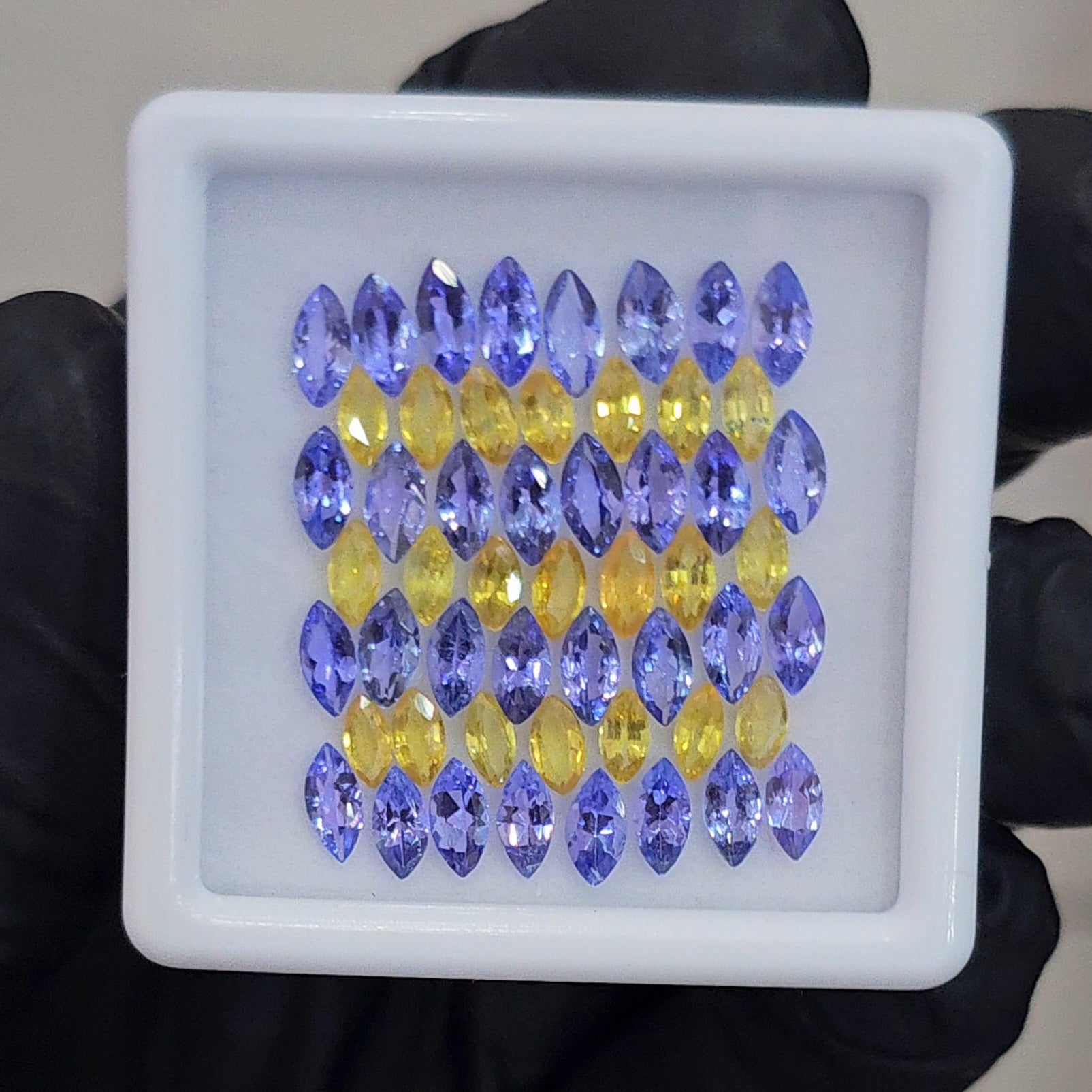 53 Pcs Natural Tanzanite & Yellow Sapphire AAA+ Faceted | Shape: Marquise| Size: 6-5mm - The LabradoriteKing