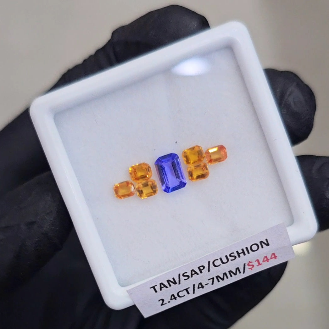 7 Pcs Natural Yellow Sapphire & Tanzanite AAA+ Faceted | Shape: Rectangle | Size: 4-7mm - The LabradoriteKing