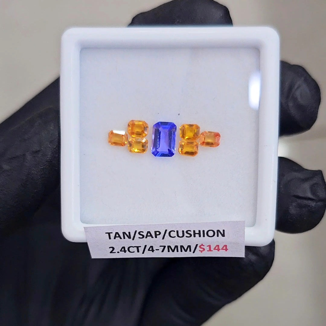 7 Pcs Natural Yellow Sapphire & Tanzanite AAA+ Faceted | Shape: Rectangle | Size: 4-7mm - The LabradoriteKing