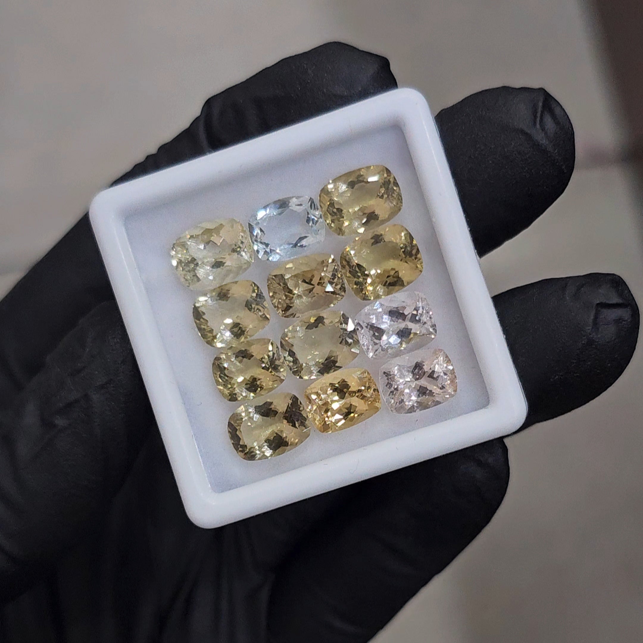 12 Pcs Natural Morganite, Aquamarine, Green Beryl And Heliodor Faceted unheated | Shape: Rectangle| Size: 9x7mm - The LabradoriteKing