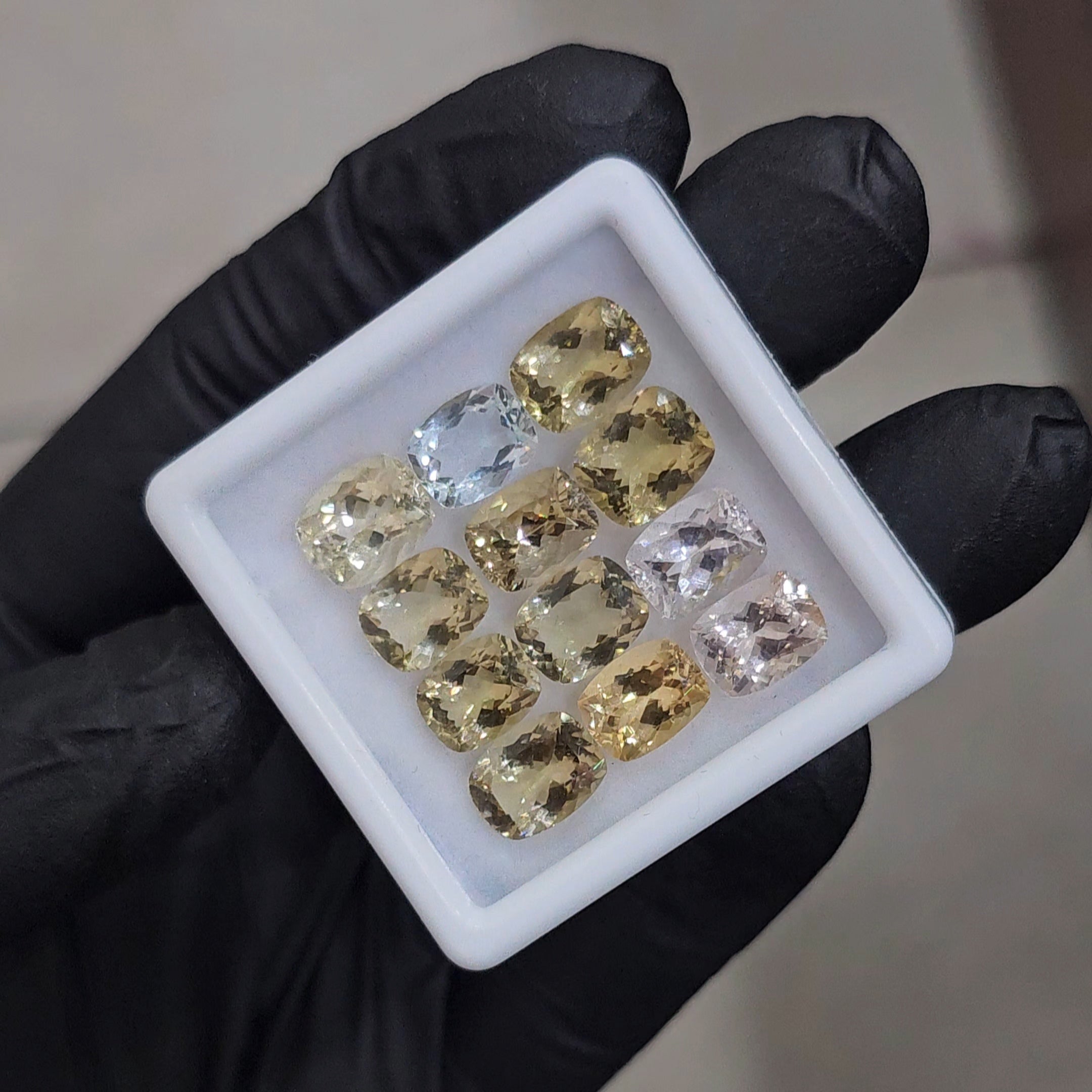 12 Pcs Natural Morganite, Aquamarine, Green Beryl And Heliodor Faceted unheated | Shape: Rectangle| Size: 9x7mm - The LabradoriteKing