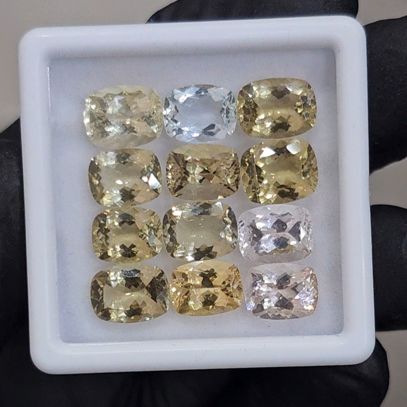 12 Pcs Natural Morganite, Aquamarine, Green Beryl And Heliodor Faceted unheated | Shape: Rectangle| Size: 9x7mm - The LabradoriteKing