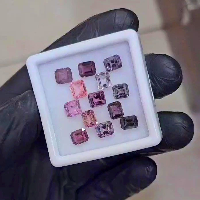 13 Pieces Natural Multi Spinel Faceted  | Rectangle  | 5x6mm - The LabradoriteKing