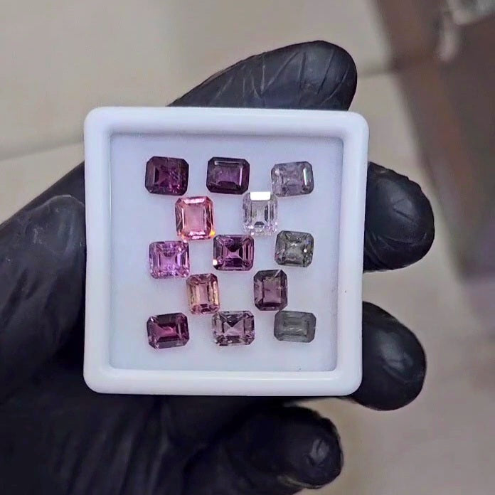 13 Pieces Natural Multi Spinel Faceted  | Rectangle  | 5x6mm - The LabradoriteKing