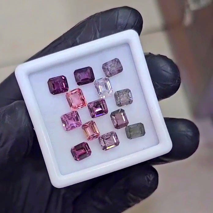 13 Pieces Natural Multi Spinel Faceted  | Rectangle  | 5x6mm - The LabradoriteKing