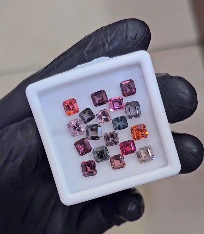 18 Pieces Natural Multi Spinel Faceted  | Square  | 4-5mm - The LabradoriteKing