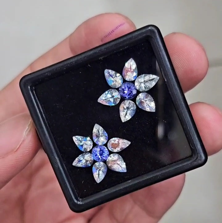 14 Pcs Natural Tanzanite &  Madagascar Moonstones Faceted | Shape: MIx| Size: 6-4mm - The LabradoriteKing