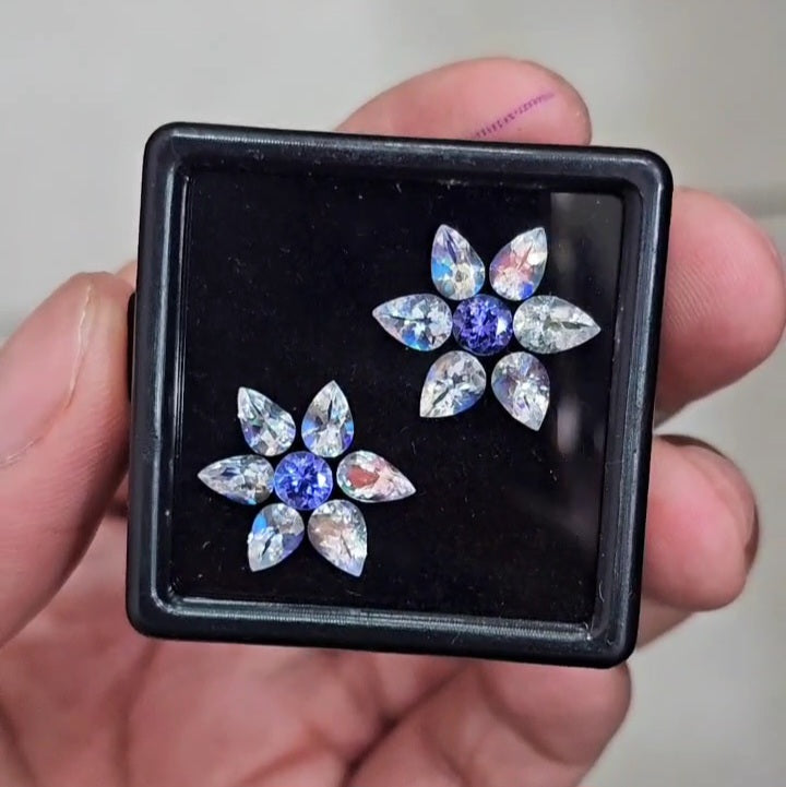 14 Pcs Natural Tanzanite &  Madagascar Moonstones Faceted | Shape: MIx| Size: 6-4mm - The LabradoriteKing