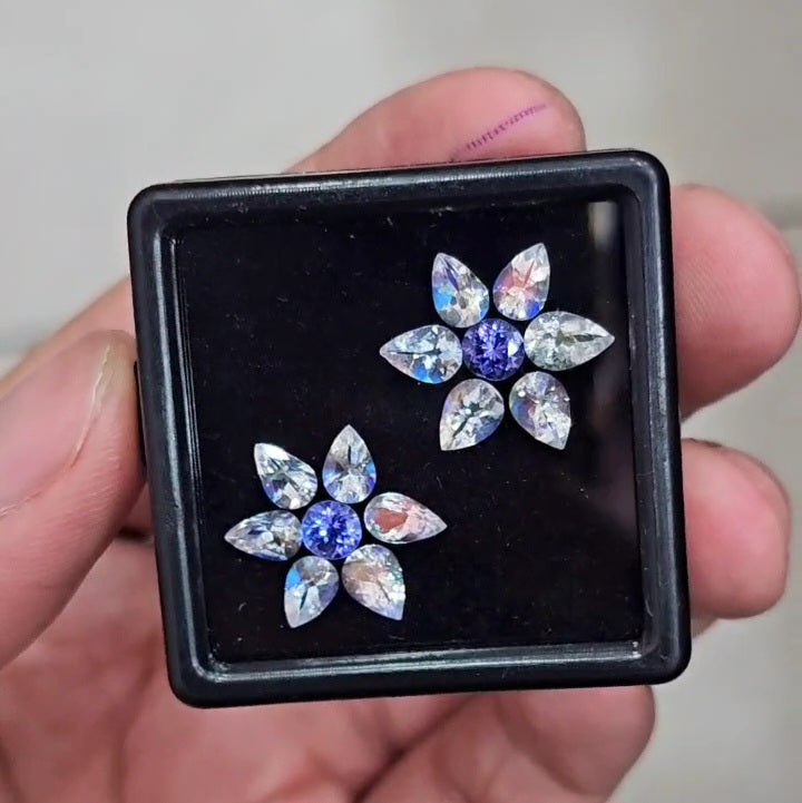 14 Pcs Natural Tanzanite &  Madagascar Moonstones Faceted | Shape: MIx| Size: 6-4mm - The LabradoriteKing