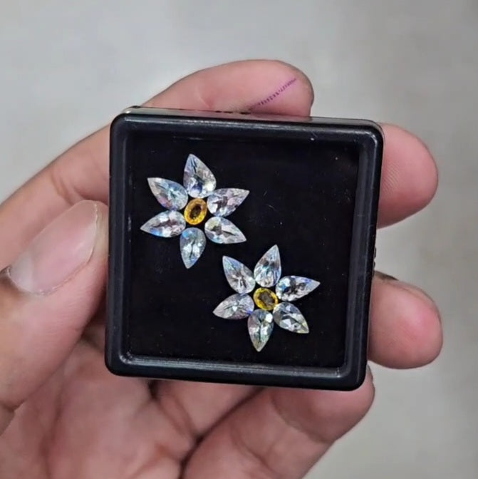 14 Pcs Natural Sapphire & Madagascar Moonstones Faceted | Shape: MIx| Size: 6-4mm - The LabradoriteKing