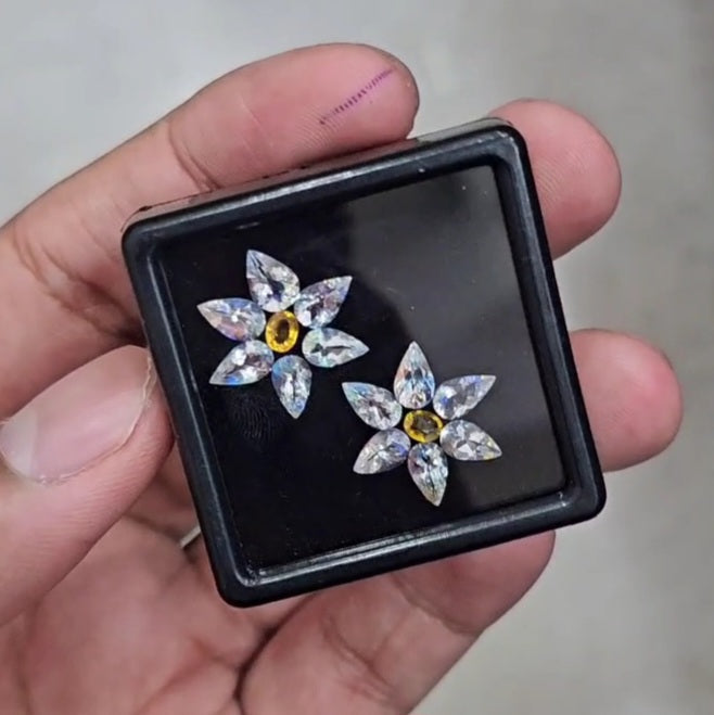 14 Pcs Natural Sapphire & Madagascar Moonstones Faceted | Shape: MIx| Size: 6-4mm - The LabradoriteKing