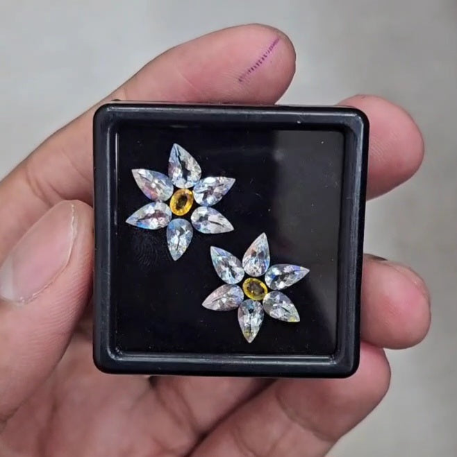 14 Pcs Natural Sapphire & Madagascar Moonstones Faceted | Shape: MIx| Size: 6-4mm - The LabradoriteKing