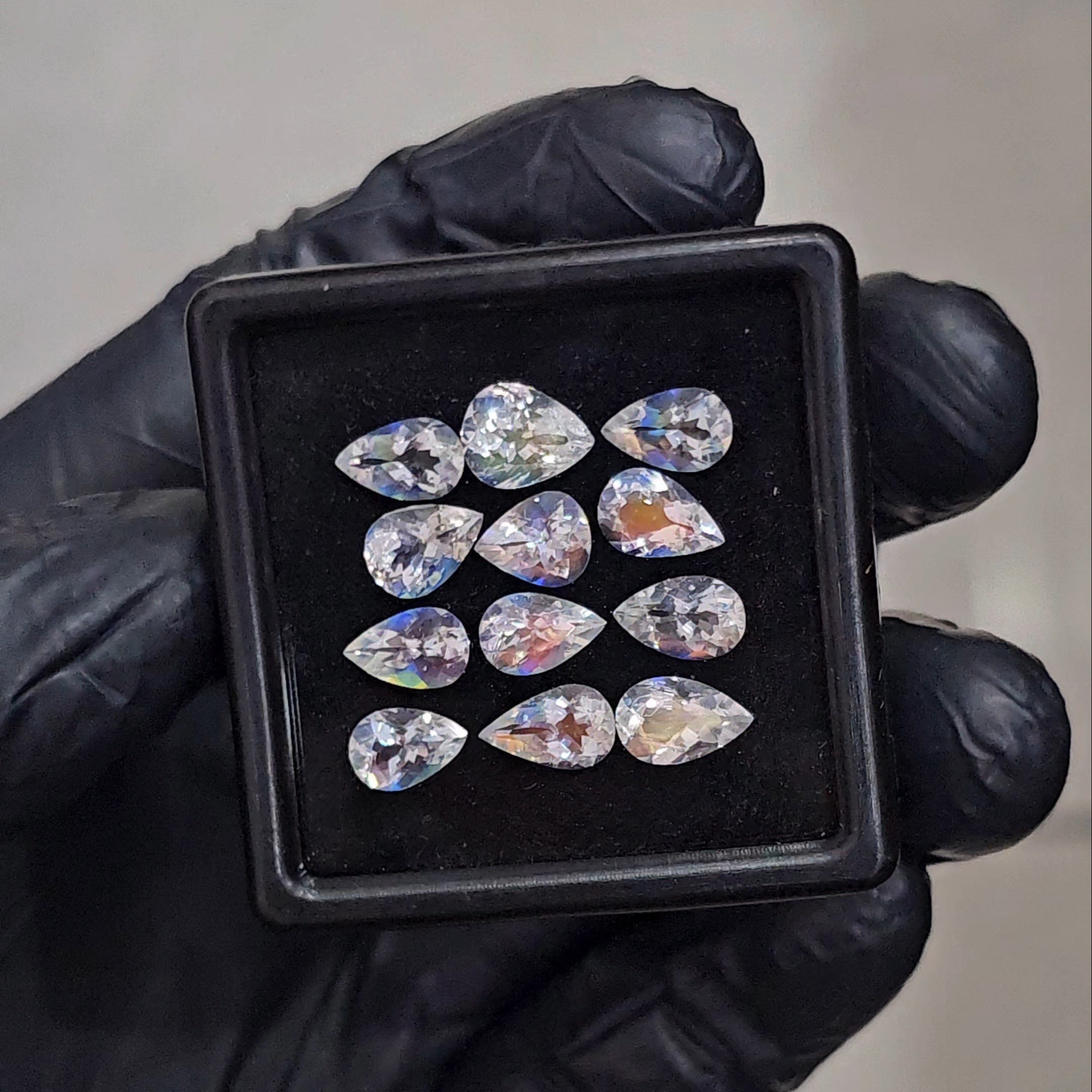 12 Pcs Natural Madagascar Moonstones Faceted | Shape: Pear| Size: 8-7mm | Top quality - The LabradoriteKing