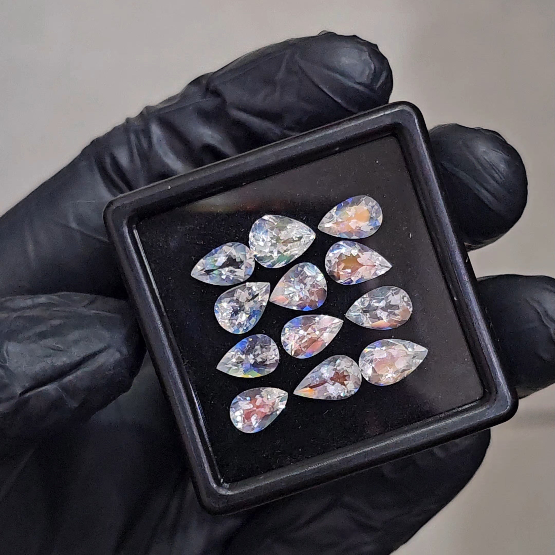 12 Pcs Natural Madagascar Moonstones Faceted | Shape: Pear| Size: 8-7mm | Top quality - The LabradoriteKing