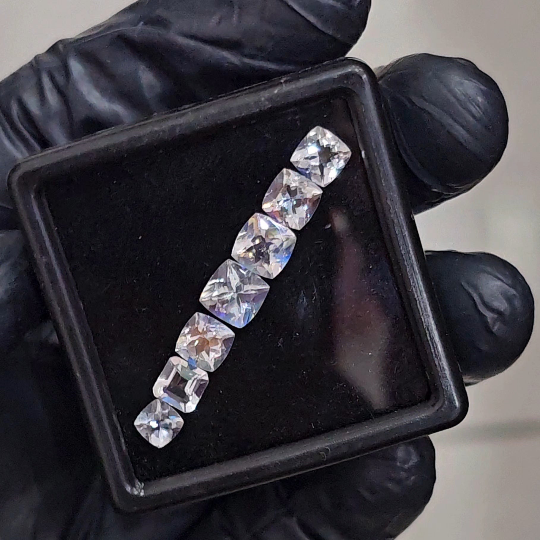 7 Pcs Natural Madagascar Moonstones Faceted | Shape: Square| Size: 6-4mm | Top quality - The LabradoriteKing