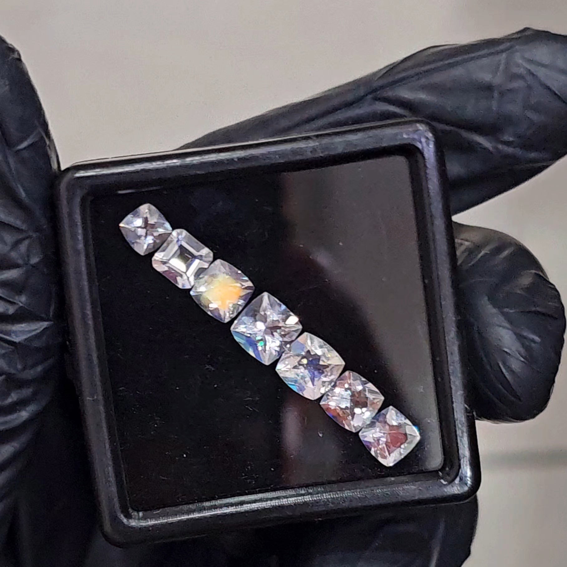 7 Pcs Natural Madagascar Moonstones Faceted | Shape: Square| Size: 6-4mm | Top quality - The LabradoriteKing