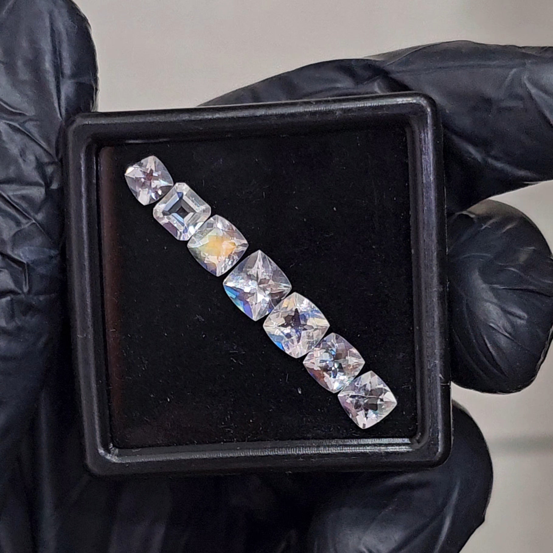 7 Pcs Natural Madagascar Moonstones Faceted | Shape: Square| Size: 6-4mm | Top quality - The LabradoriteKing