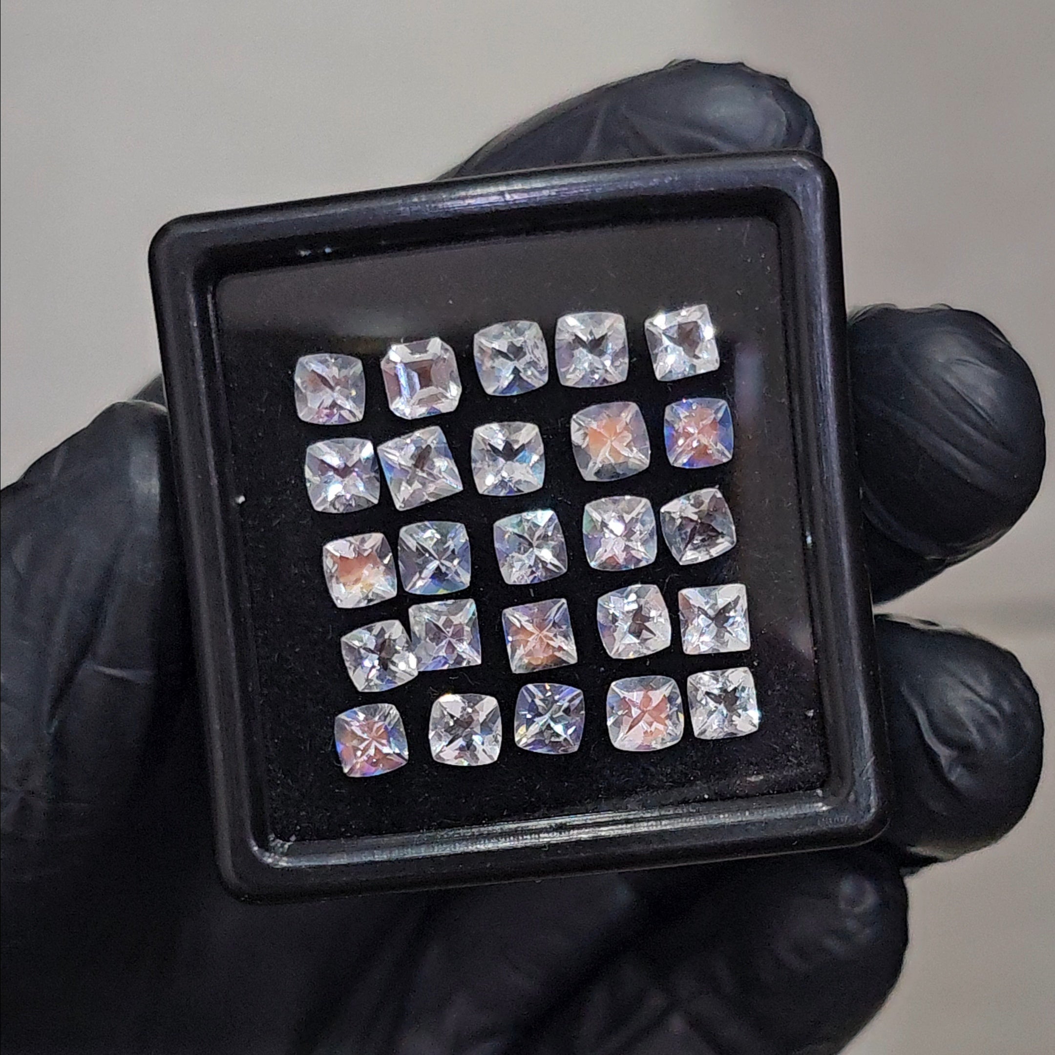 25 Pcs Natural Madagascar Moonstones Faceted | Shape: Square| Size: 4mm | Top quality - The LabradoriteKing