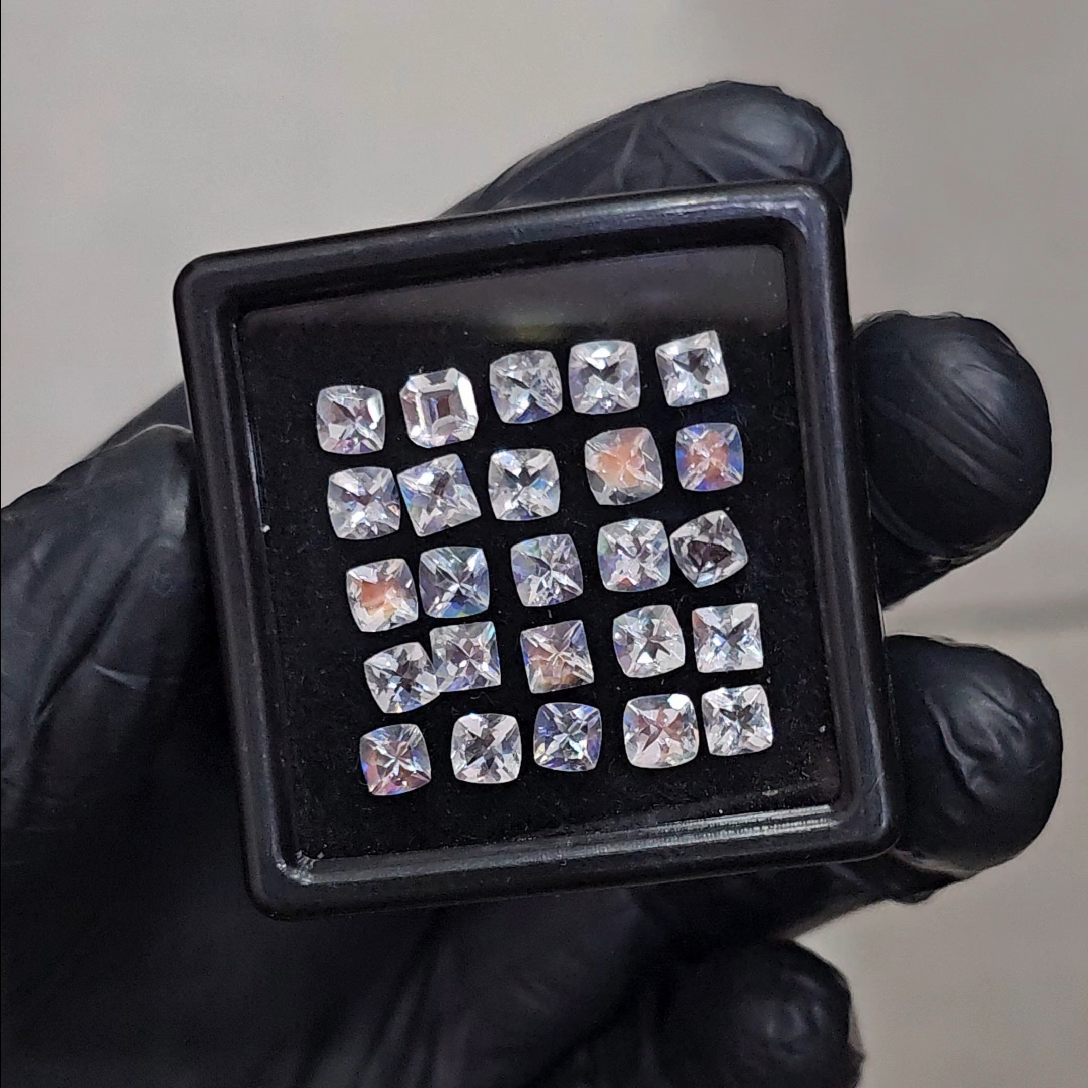 25 Pcs Natural Madagascar Moonstones Faceted | Shape: Square| Size: 4mm | Top quality - The LabradoriteKing