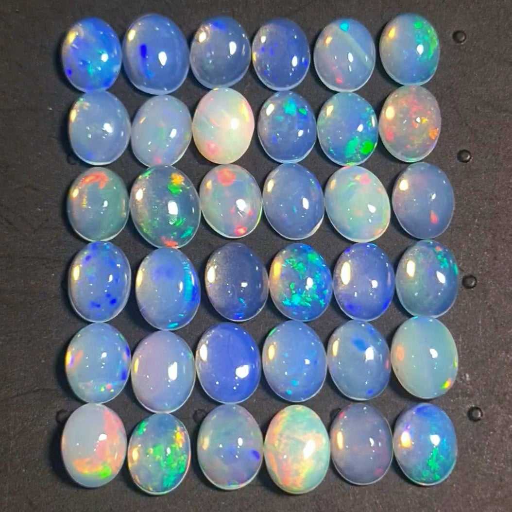 36 pcs Natural Multi Fire Opal Ethiopian | Shape: Oval| Size:8x6mm - The LabradoriteKing