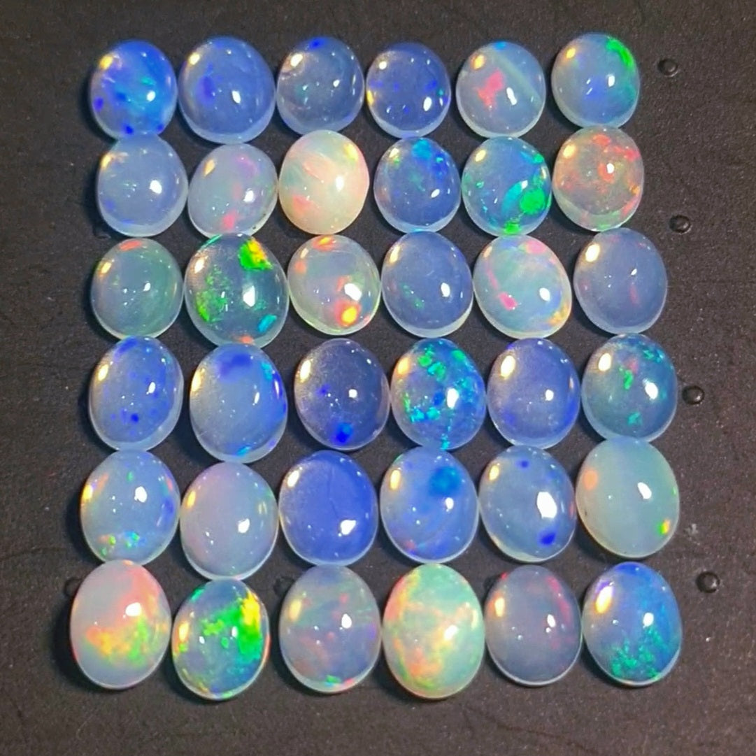 36 pcs Natural Multi Fire Opal Ethiopian | Shape: Oval| Size:8x6mm - The LabradoriteKing