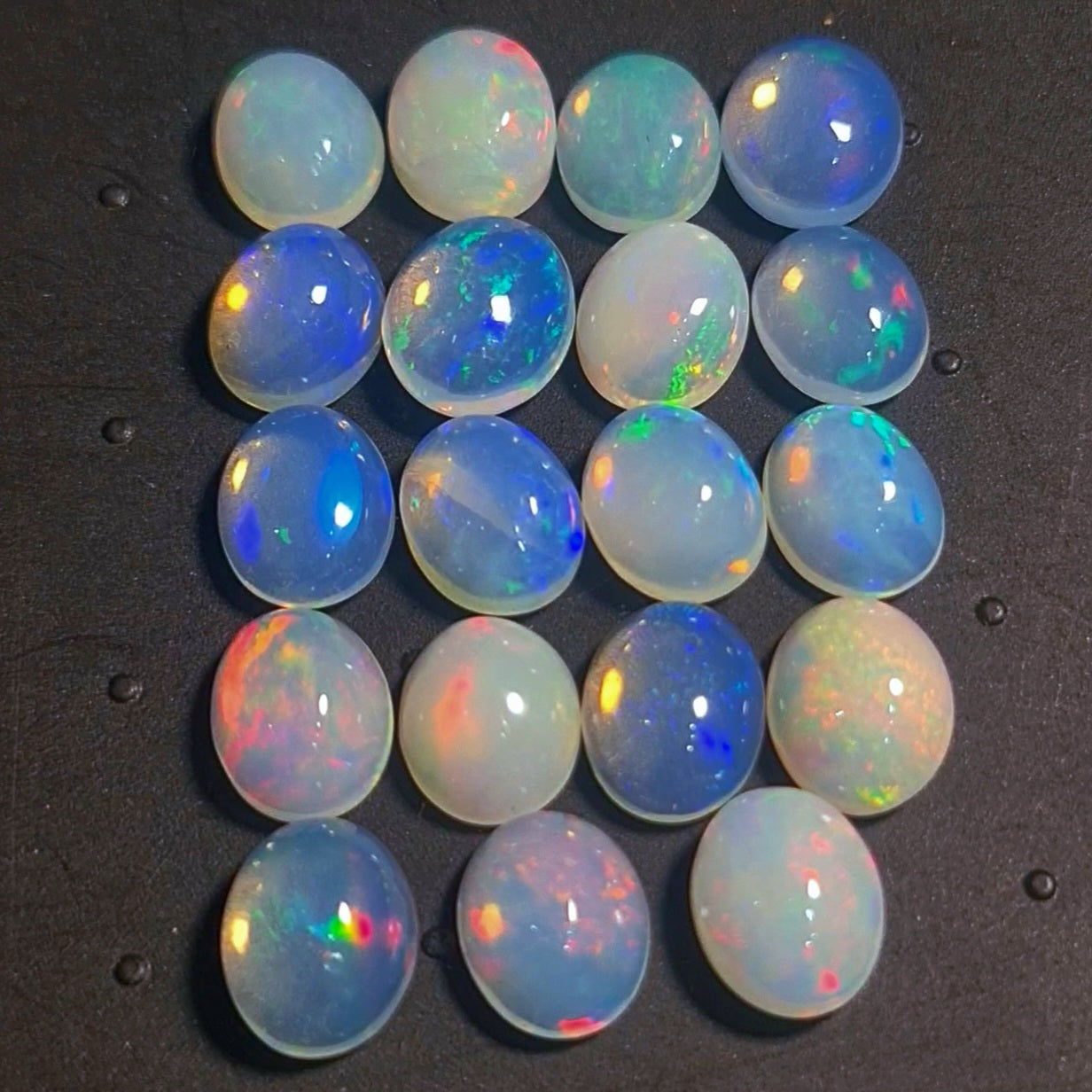 19 pcs Natural Multi Fire Opal Ethiopian | Shape: Oval| Size:10x8mm - The LabradoriteKing