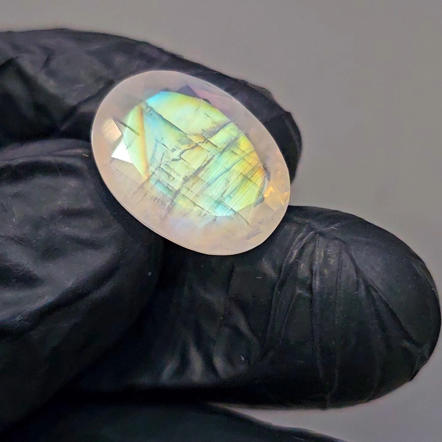 Natural Rainbow Moonstone from India Faceted | Oval | 13x17mm - The LabradoriteKing