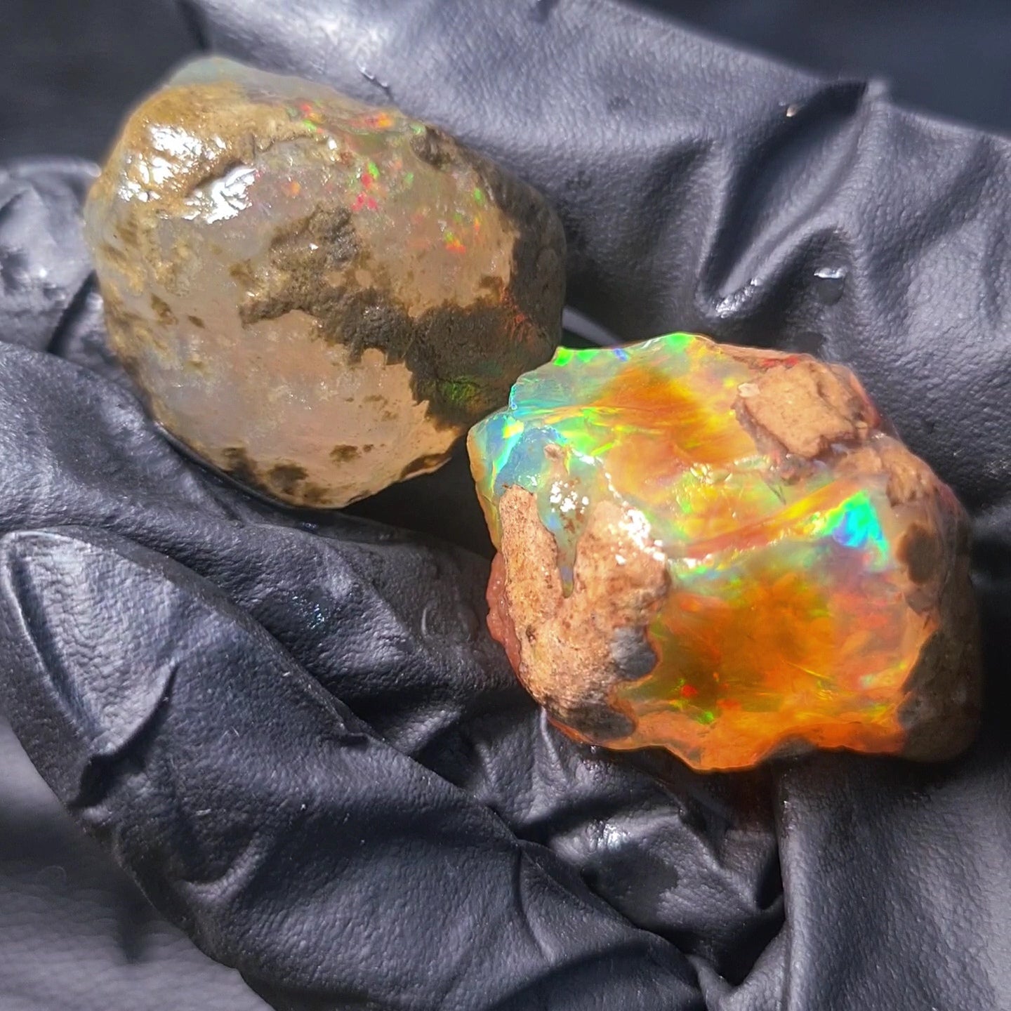 2 Pcs Natural Ethiopian Phantom Water Opal Rough | Raw untreated  | 38-34mm - The LabradoriteKing