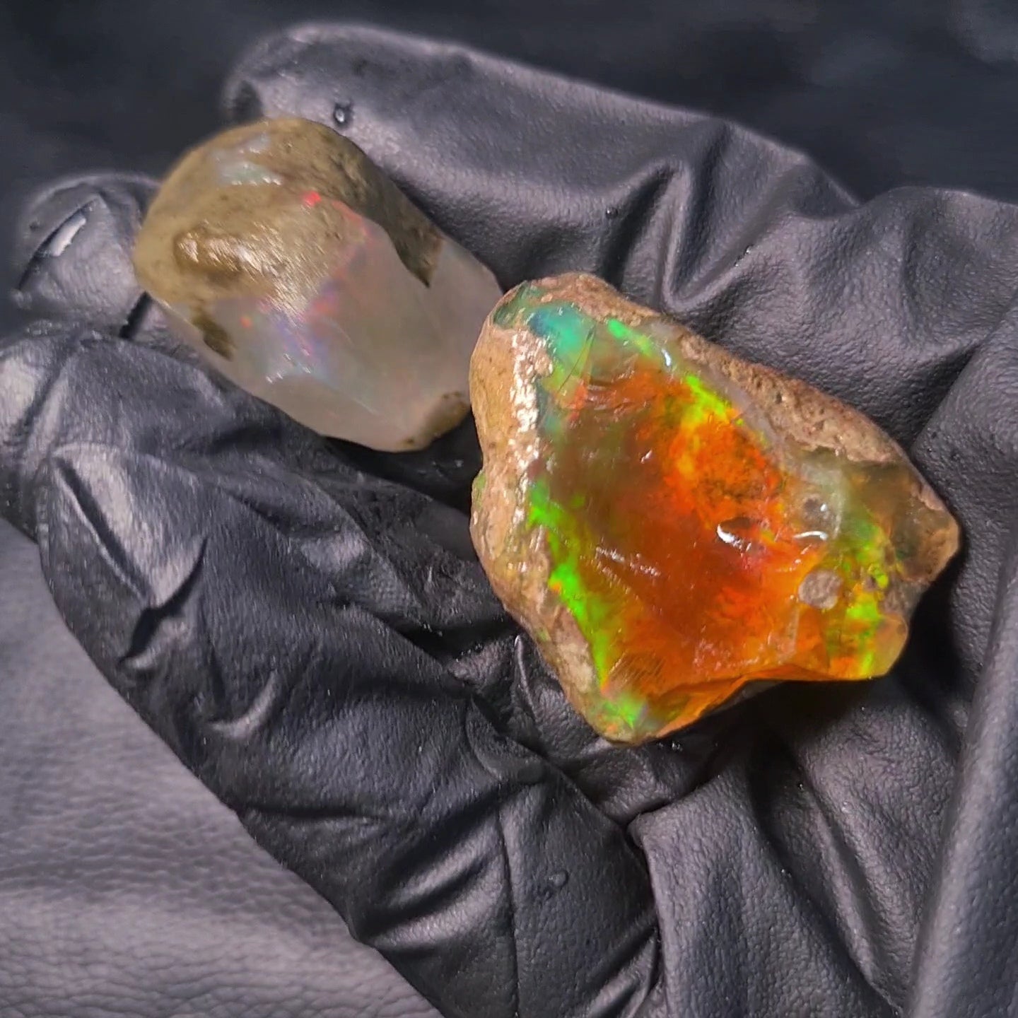 2 Pcs Natural Ethiopian Phantom Water Opal Rough | Raw untreated  | 40-33mm - The LabradoriteKing