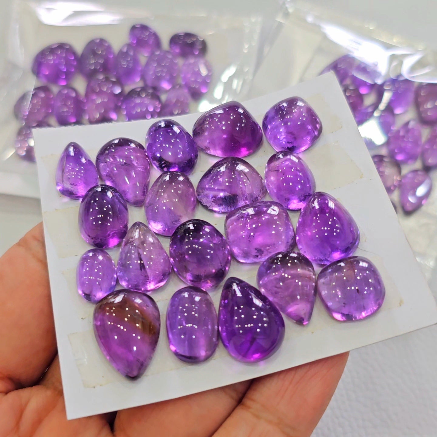 1 Card of Natural Amethyst Cabochon| Mix | Size: 8-23mm - The LabradoriteKing