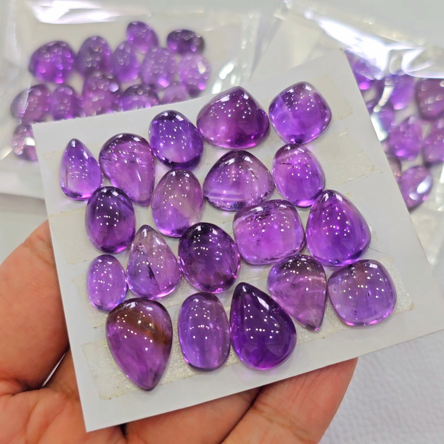 1 Card of Natural Amethyst Cabochon| Mix | Size: 8-23mm - The LabradoriteKing