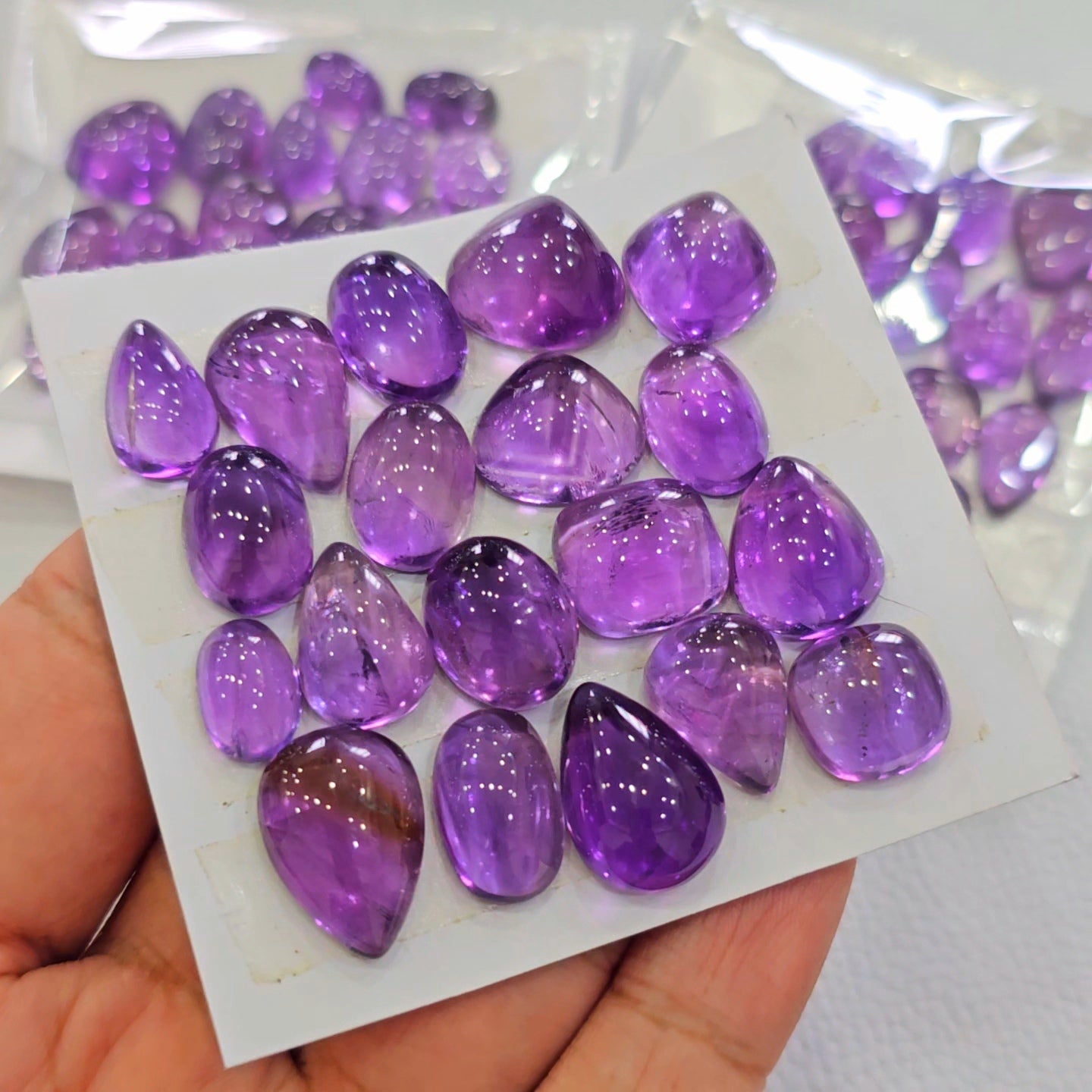 1 Card of Natural Amethyst Cabochon| Mix | Size: 8-23mm