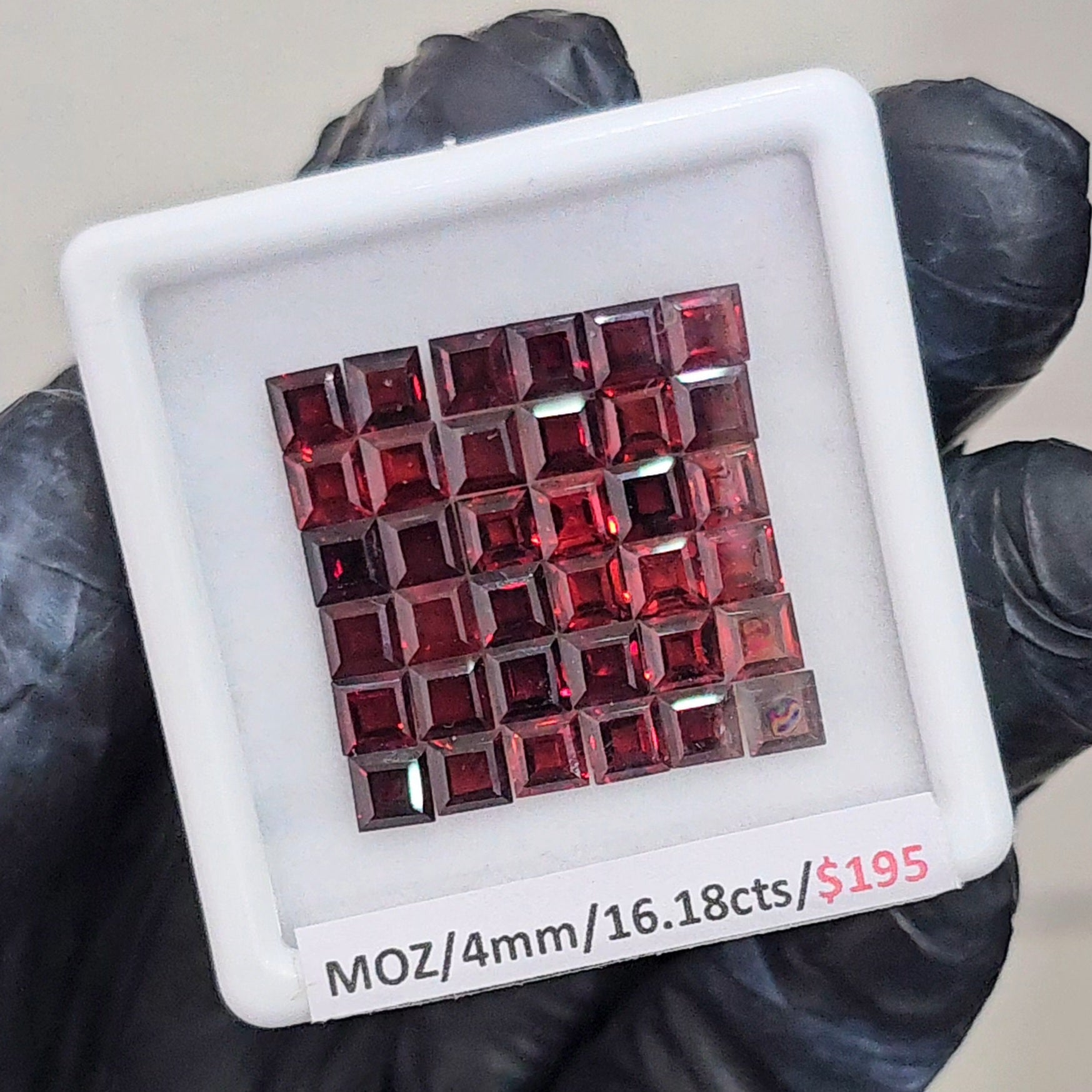 36 Pcs Natural Mozambique Garnet Faceted |Square| Size: 4mm - The LabradoriteKing