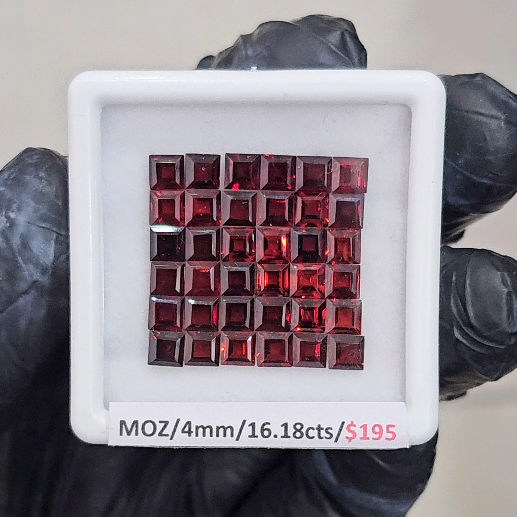 36 Pcs Natural Mozambique Garnet Faceted |Square| Size: 4mm - The LabradoriteKing