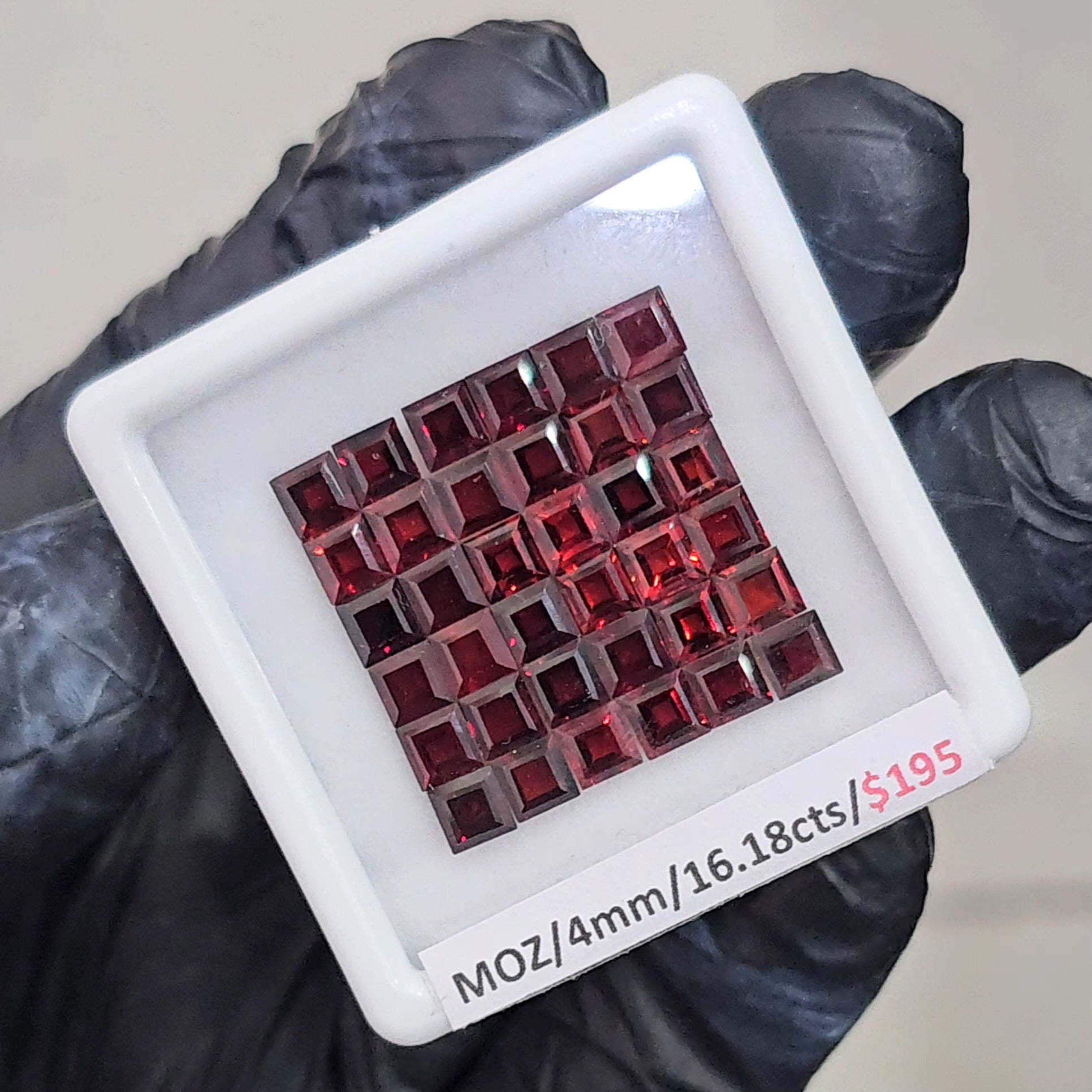 36 Pcs Natural Mozambique Garnet Faceted |Square| Size: 4mm - The LabradoriteKing