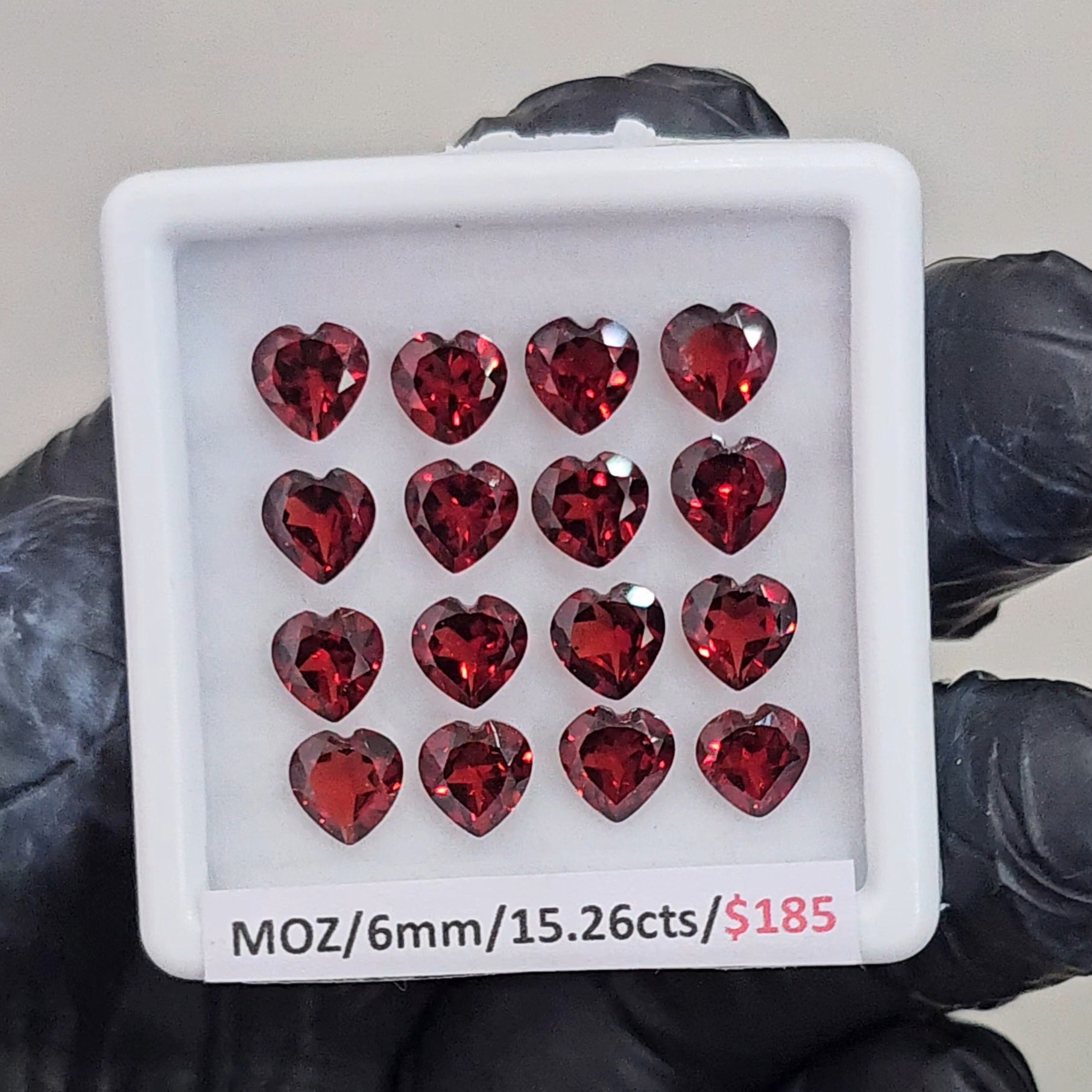 16 Pcs Natural Mozambique Garnet Faceted |Heart| Size: 6mm - The LabradoriteKing