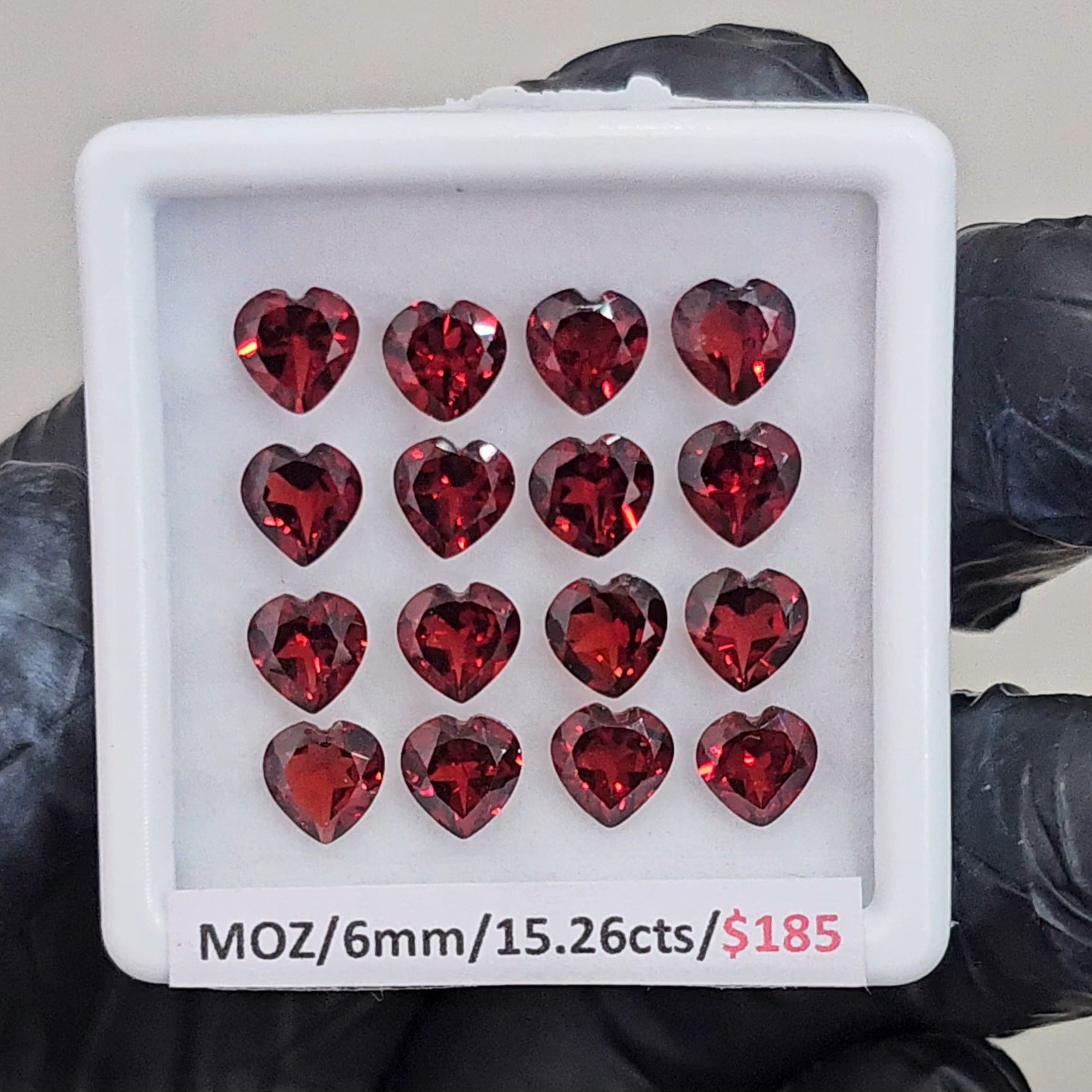 16 Pcs Natural Mozambique Garnet Faceted |Heart| Size: 6mm - The LabradoriteKing