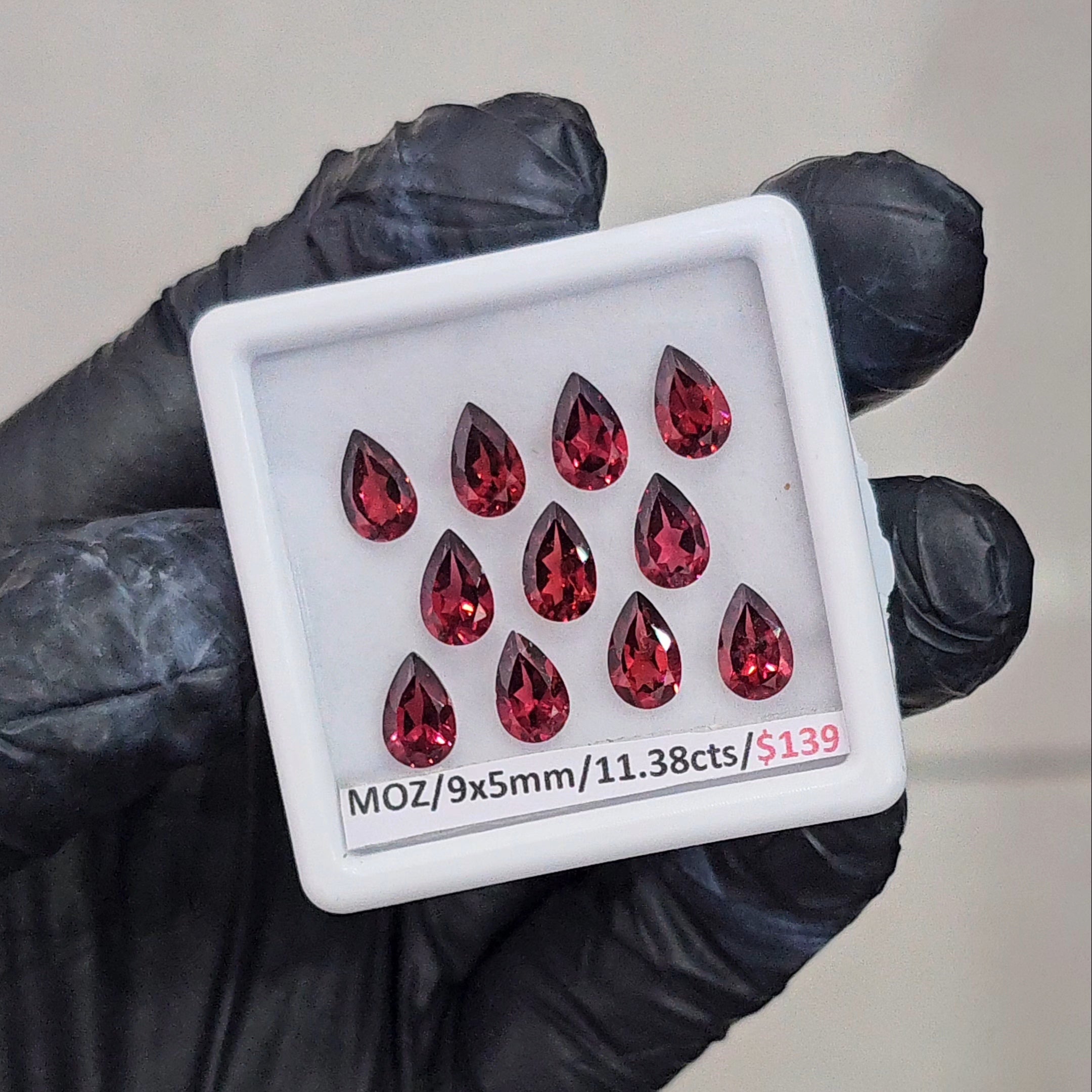 11 Pcs Natural Mozambique Garnet Faceted |Pear| Size: 9x5mm - The LabradoriteKing