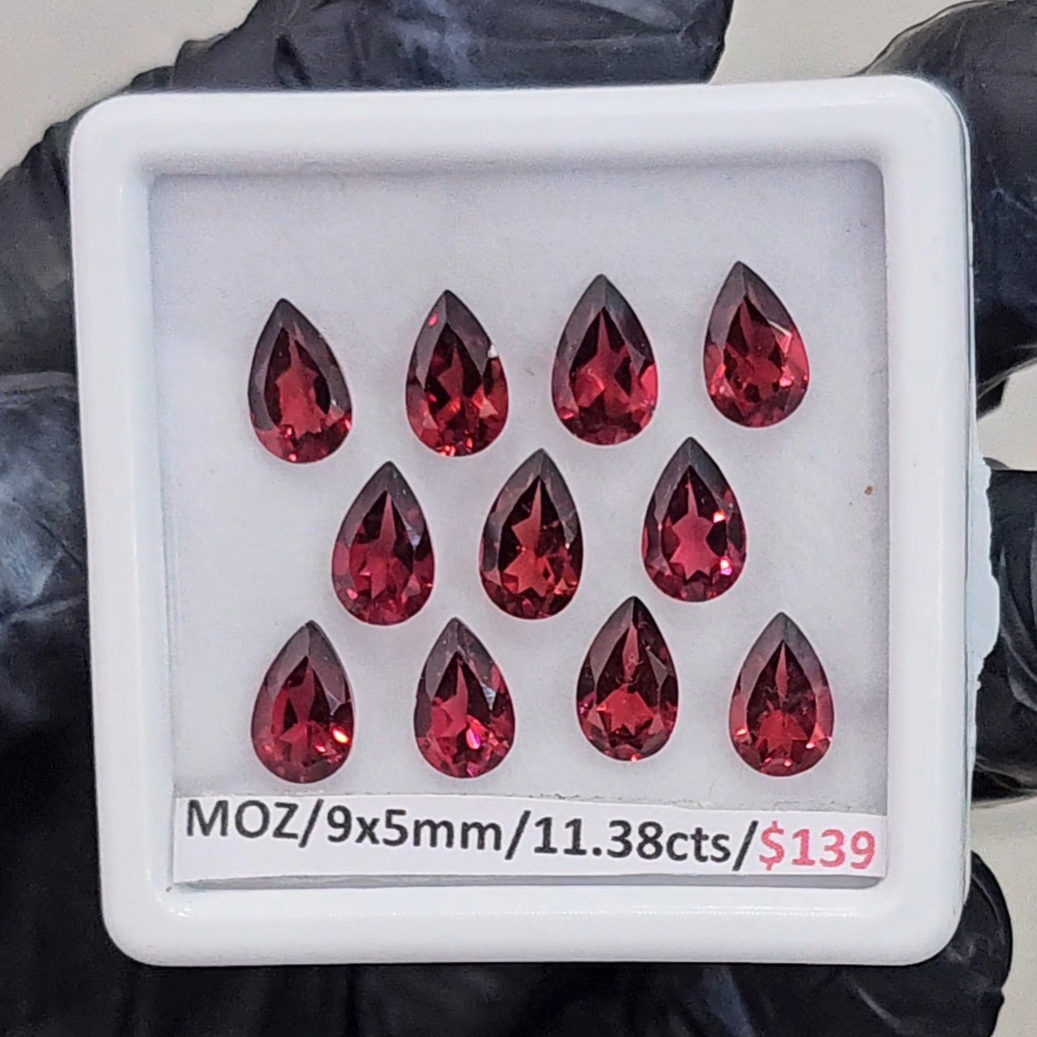 11 Pcs Natural Mozambique Garnet Faceted |Pear| Size: 9x5mm - The LabradoriteKing
