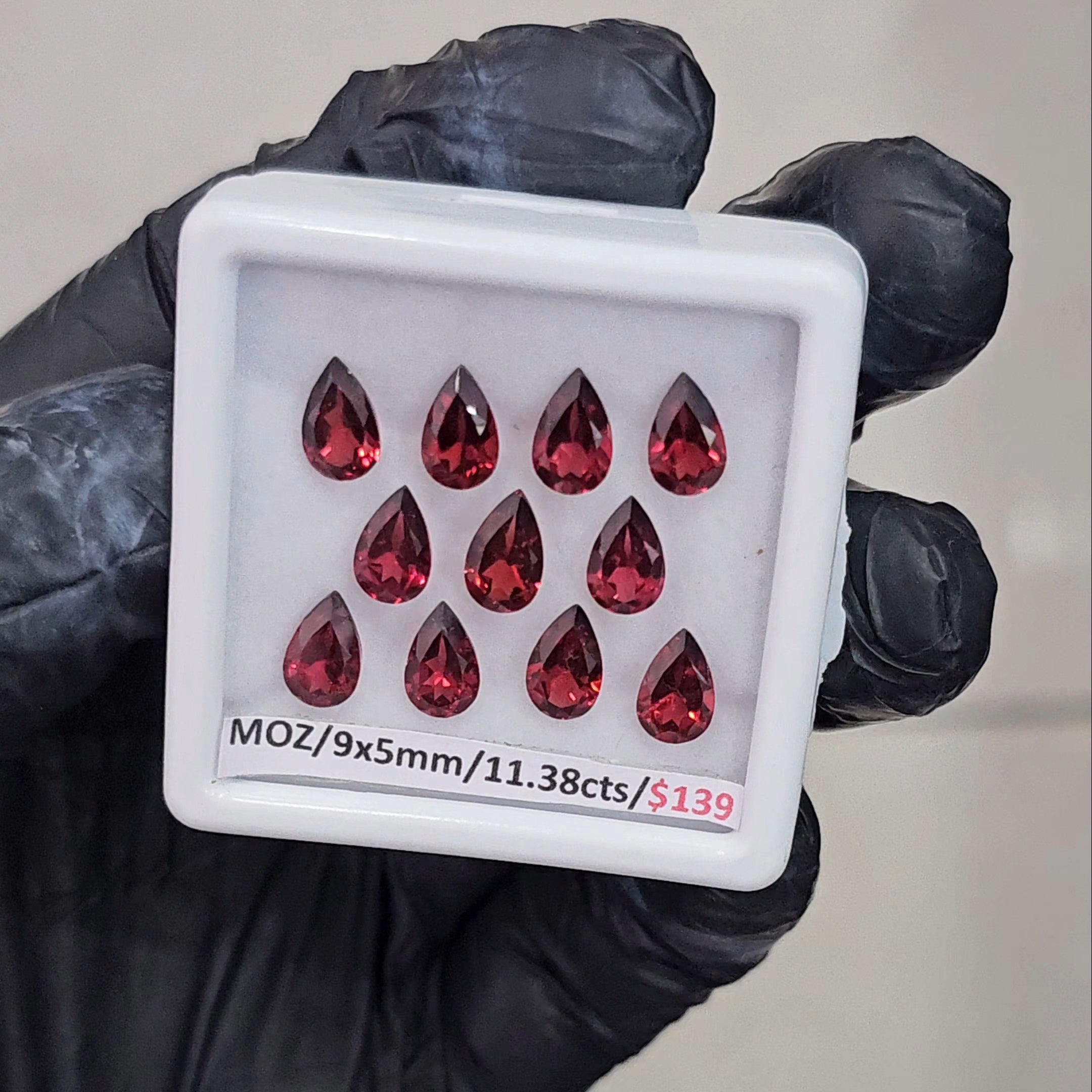 11 Pcs Natural Mozambique Garnet Faceted |Pear| Size: 9x5mm - The LabradoriteKing