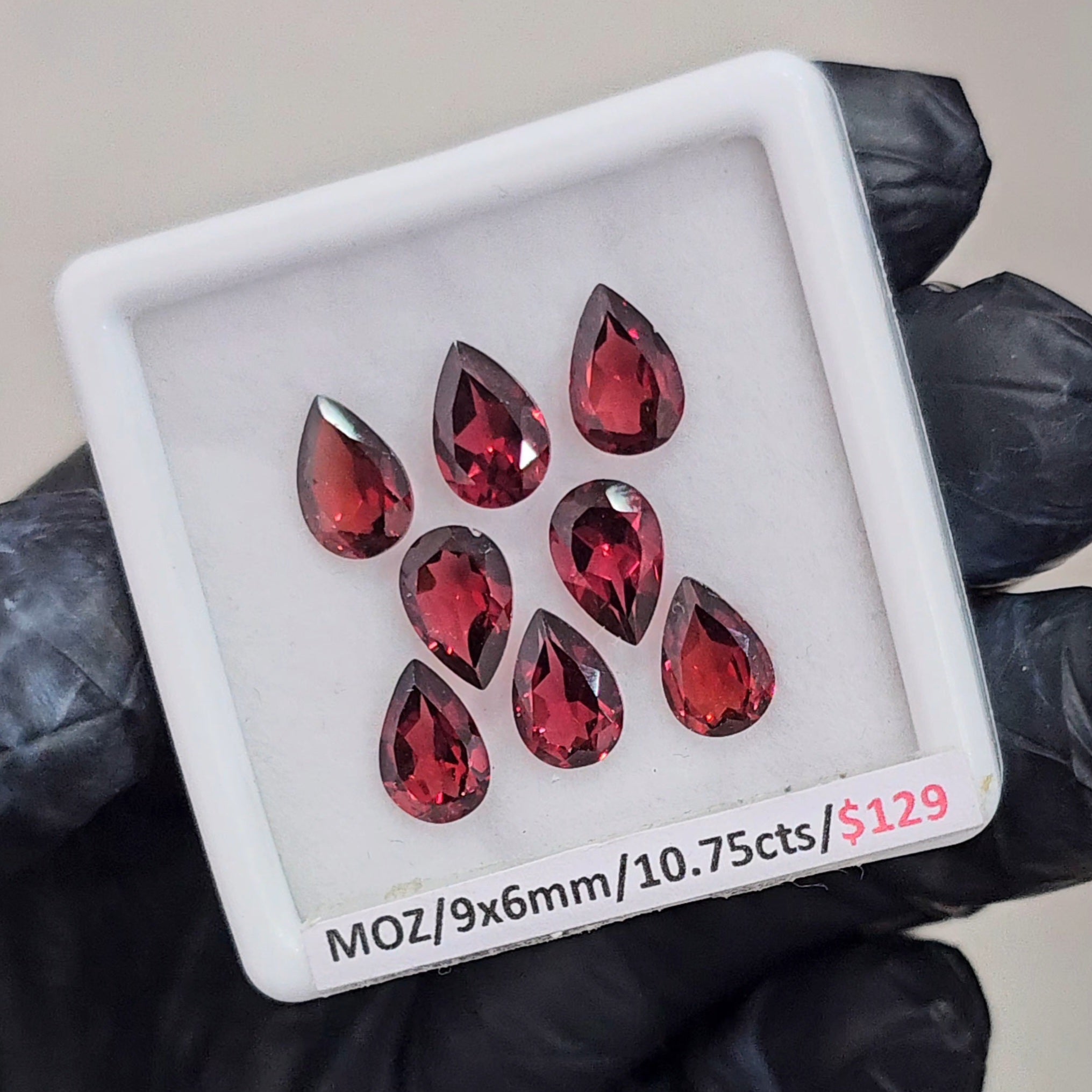 8 Pcs Natural Mozambique Garnet Faceted |Pear| Size: 9x6mm - The LabradoriteKing