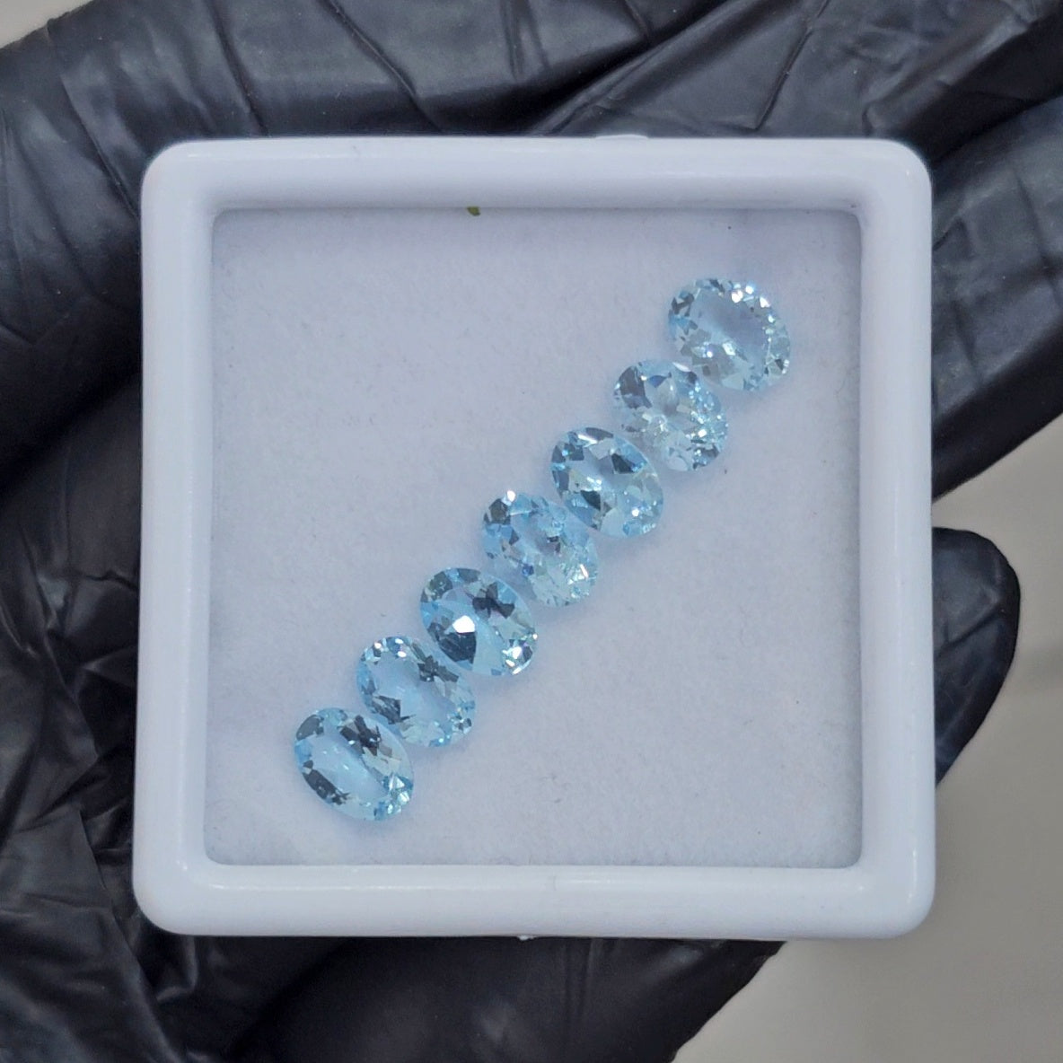 12 Pcs of Natural Blue Topaz Faceted  | Oval  | Size:7X5mm - The LabradoriteKing