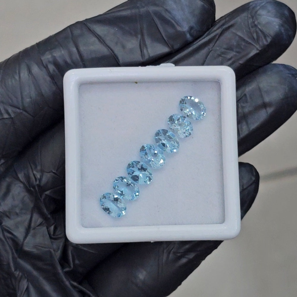 12 Pcs of Natural Blue Topaz Faceted  | Oval  | Size:7X5mm - The LabradoriteKing