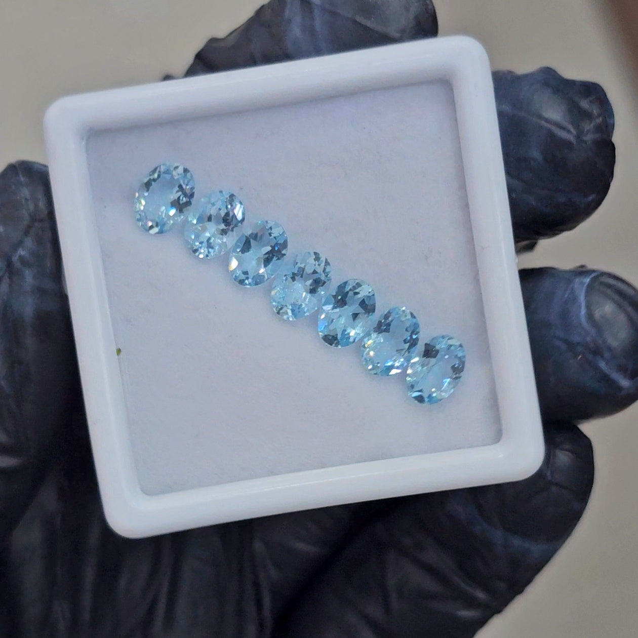 12 Pcs of Natural Blue Topaz Faceted  | Oval  | Size:7X5mm - The LabradoriteKing