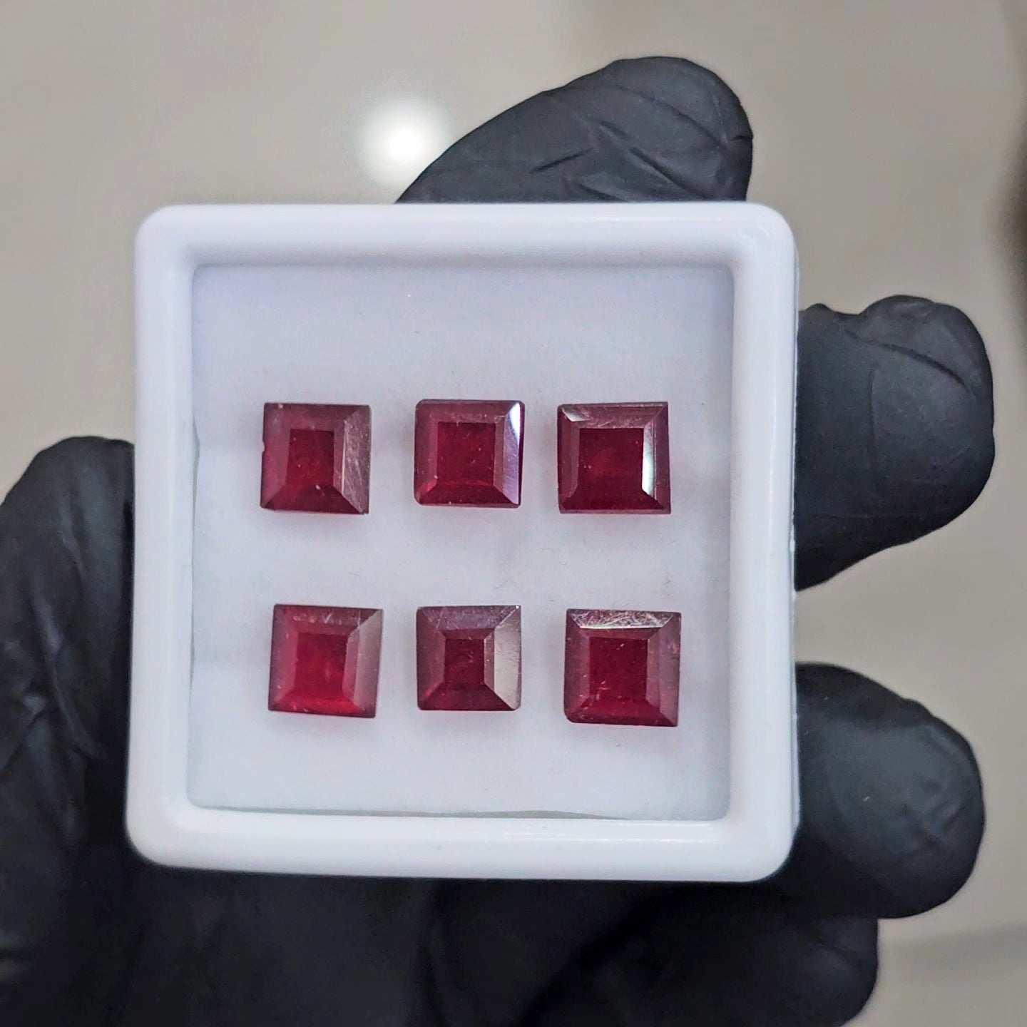 28 Pcs Natural Ruby Faceted | Square | 7mm - The LabradoriteKing