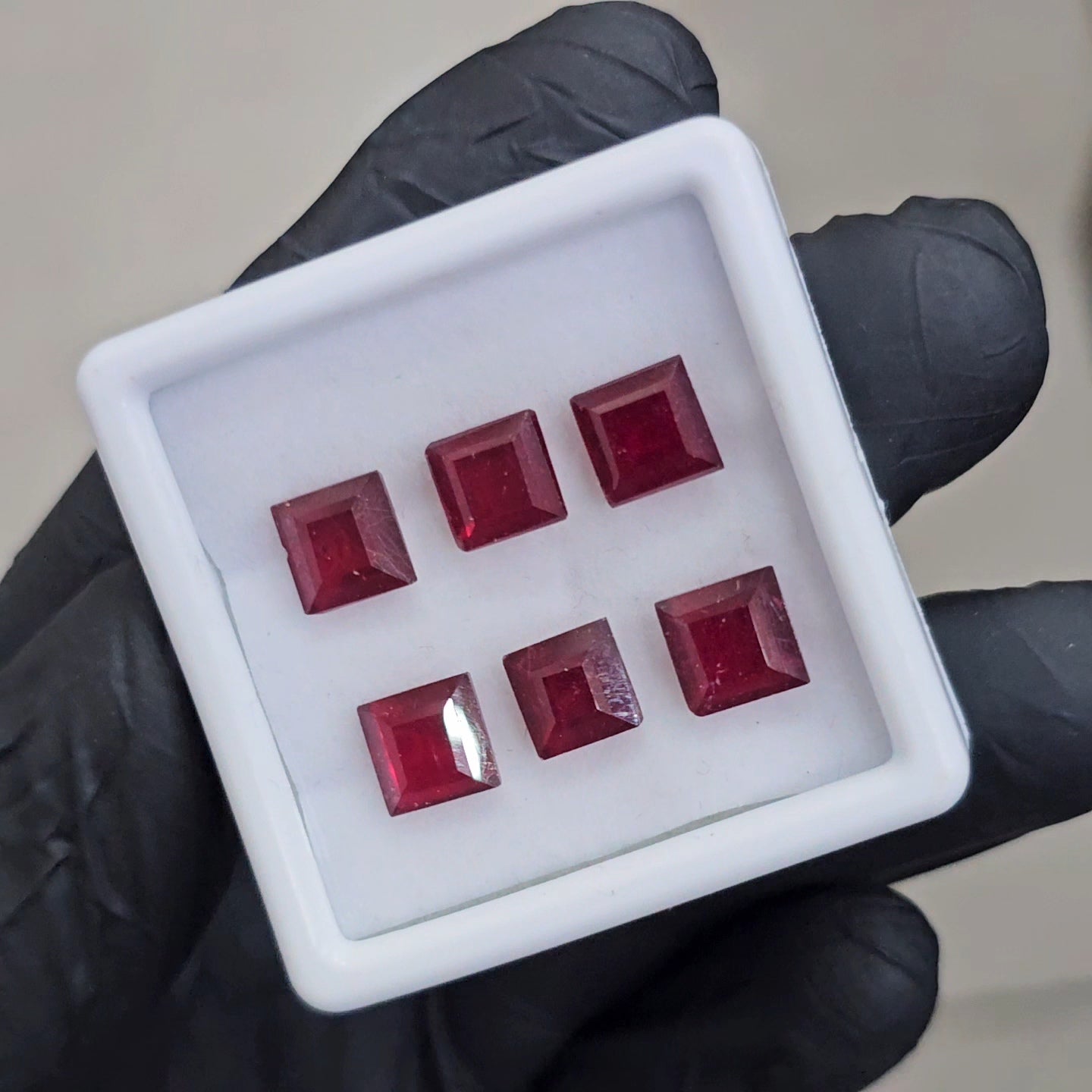 28 Pcs Natural Ruby Faceted | Square | 7mm - The LabradoriteKing