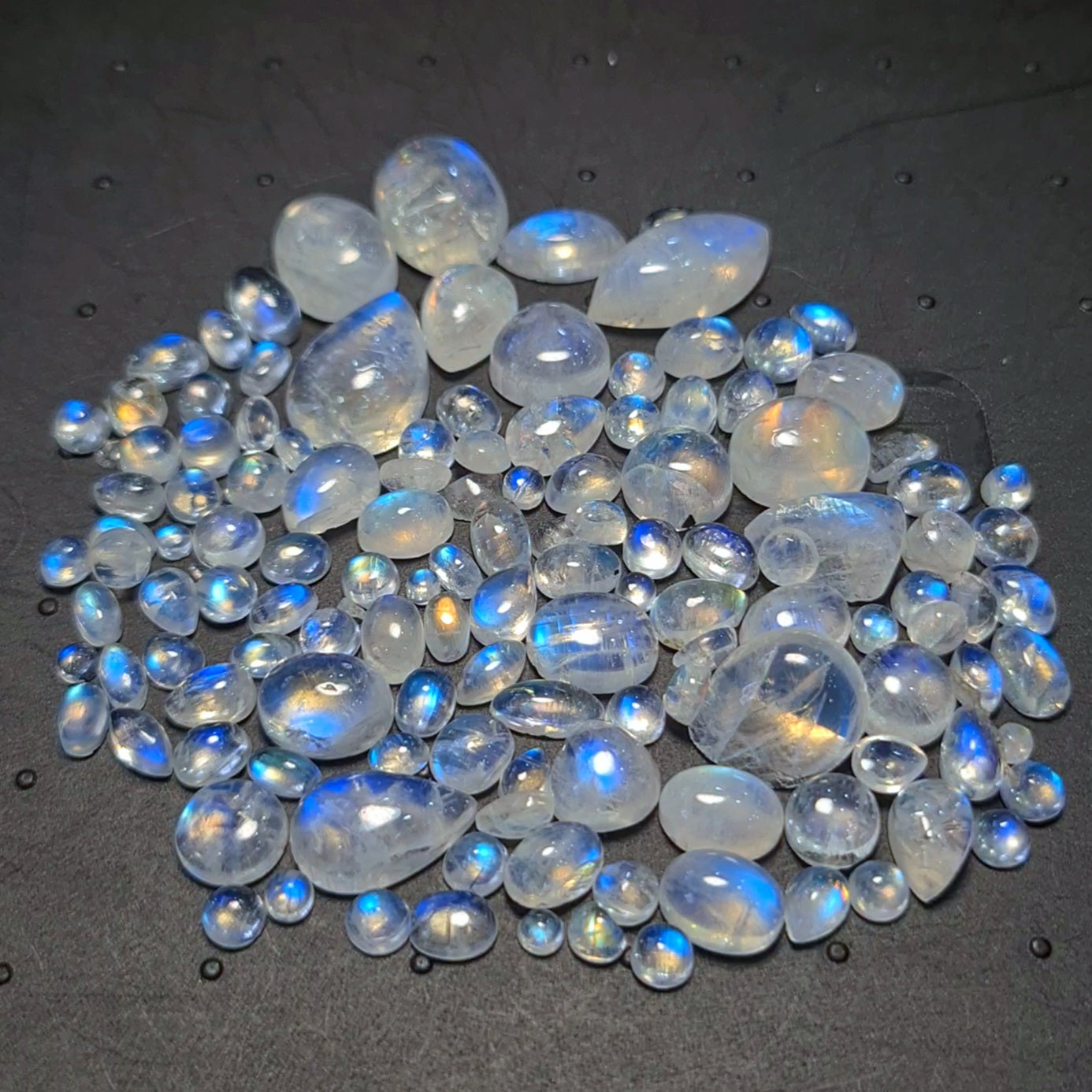 130 Pcs Natural Moonstone Cabochon | Mix Shape | Size: 2-16mm - The LabradoriteKing